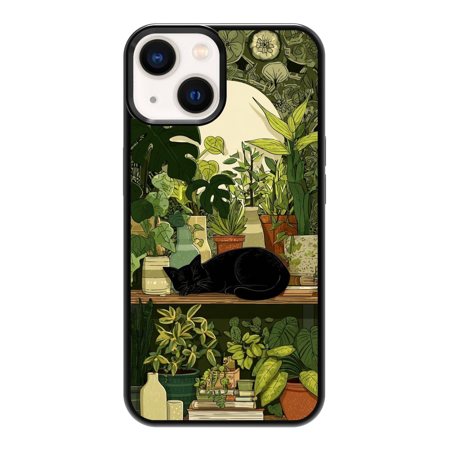 Plant Lover Black Cat Houseplants Indoor Garden Aesthetic Phone Case, Shockproof Protective Cover for iPhone 11 12 13 14 15 16 17 Pro Max Plus Mini XR 7 8 SE