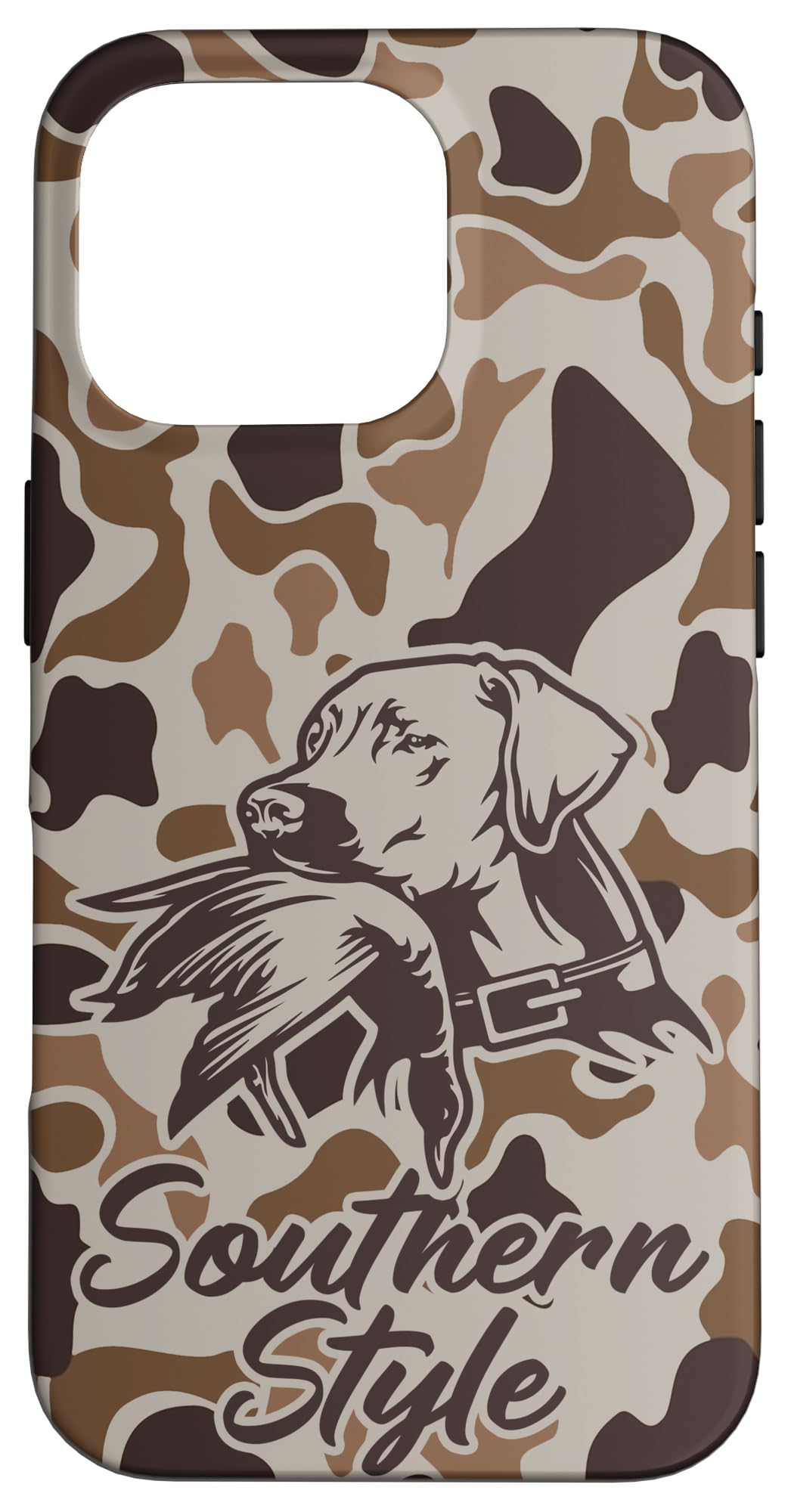 iPhone 15 Old School Camo Southern Style Duck Hunters with Dog Case