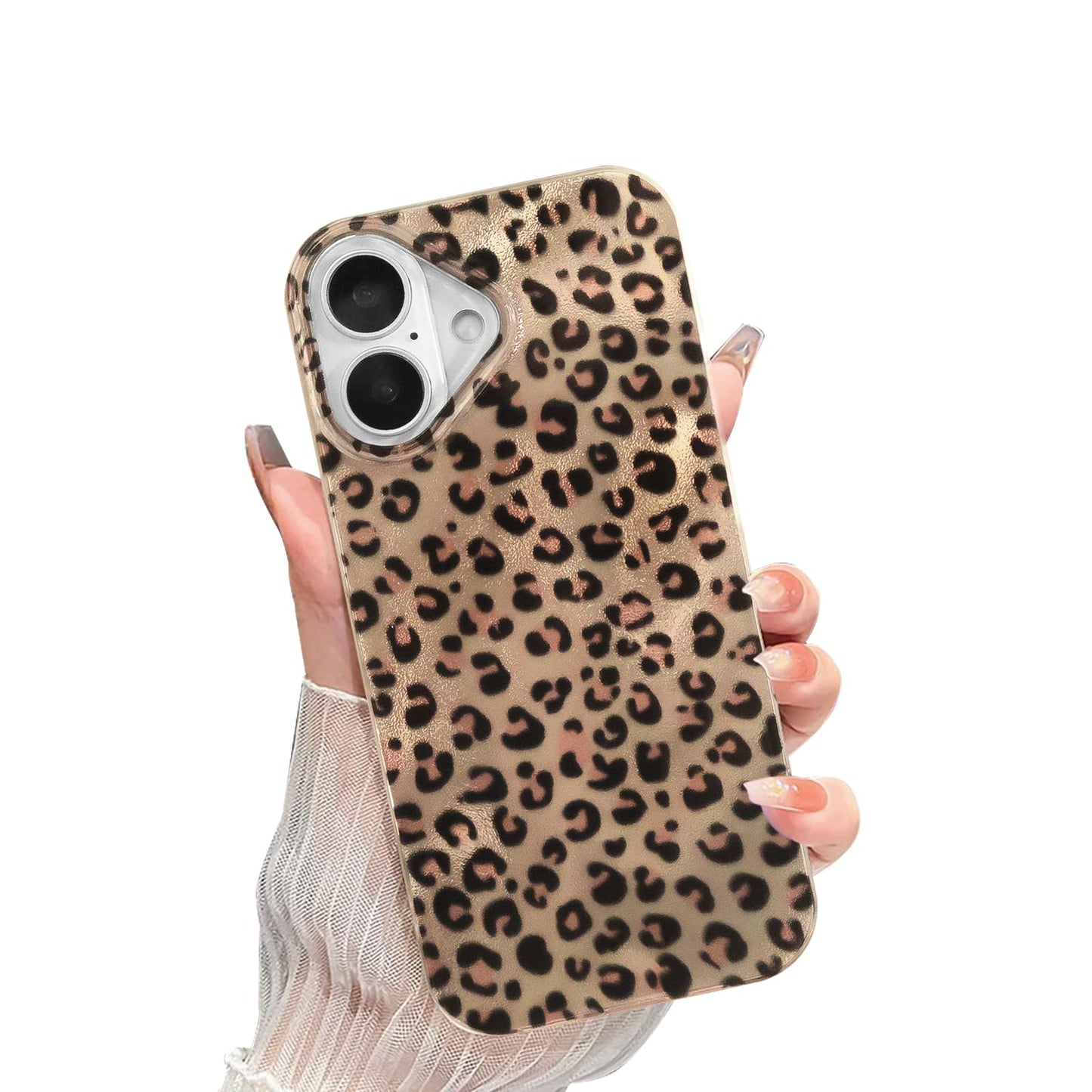 inewateri Compatible for iPhone 16 Pro Max Case with Cute Cheetah Leopard Print Retro Aesthetics Design Soft Slim TPU Shockproof Protective Bumper Glitter Shiny Phone Cover-Blue