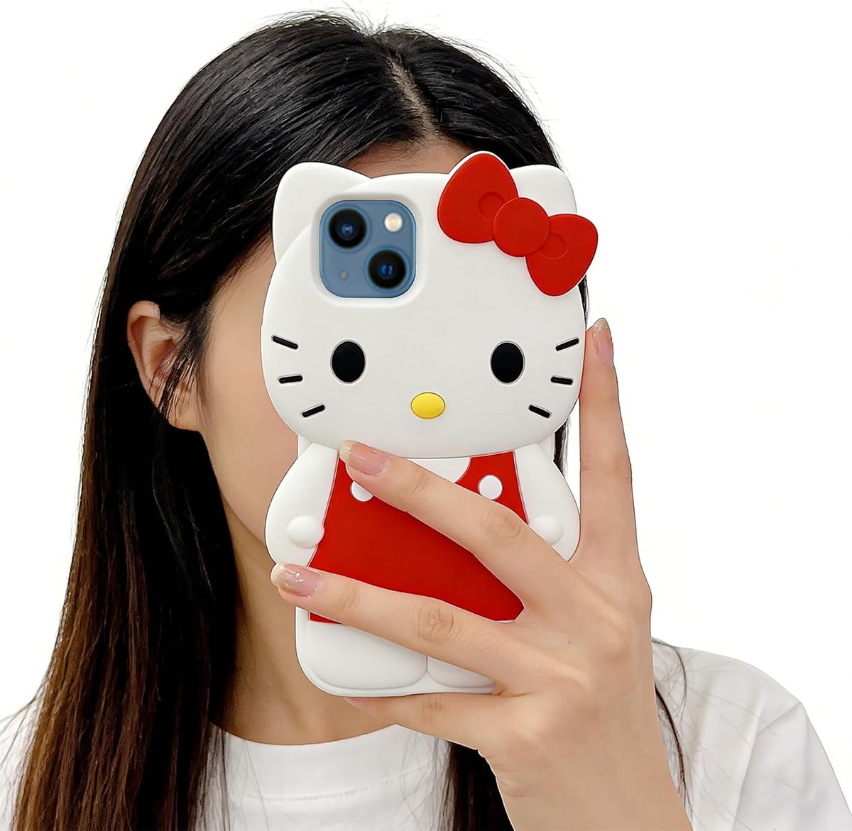Anime Cat Soft Silicone Case for iPhone 13/14/15,Fashion Kawaii Soft Silicone Animal tective Gel Shockof Gel Back Cover