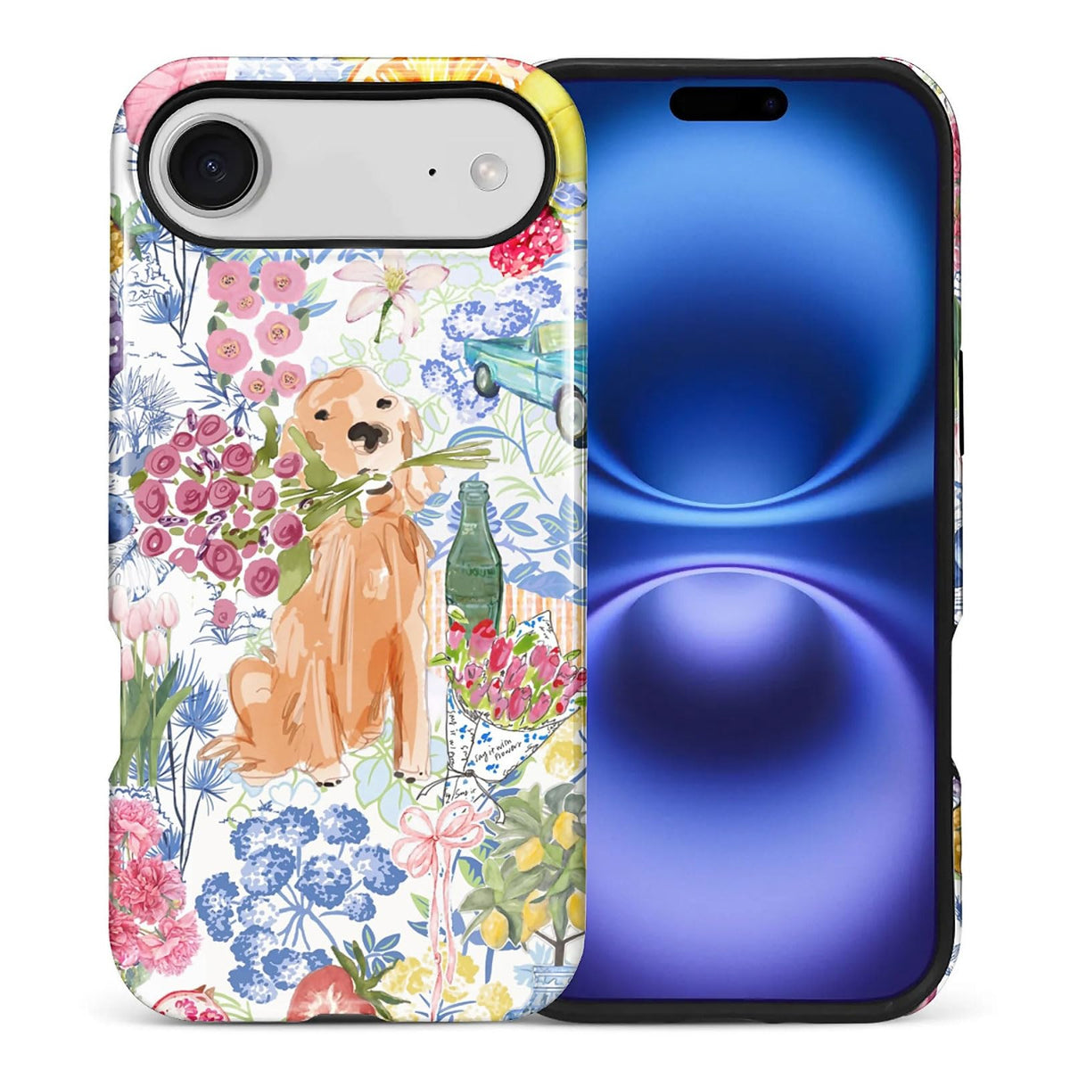 for iPhone 17 Pro Max Case,Hybrid 2-Layer Hard Shell + Silicone Protective Case -Resistant Shockproof- Ally's Dog's Cute College Summer Flower Collage