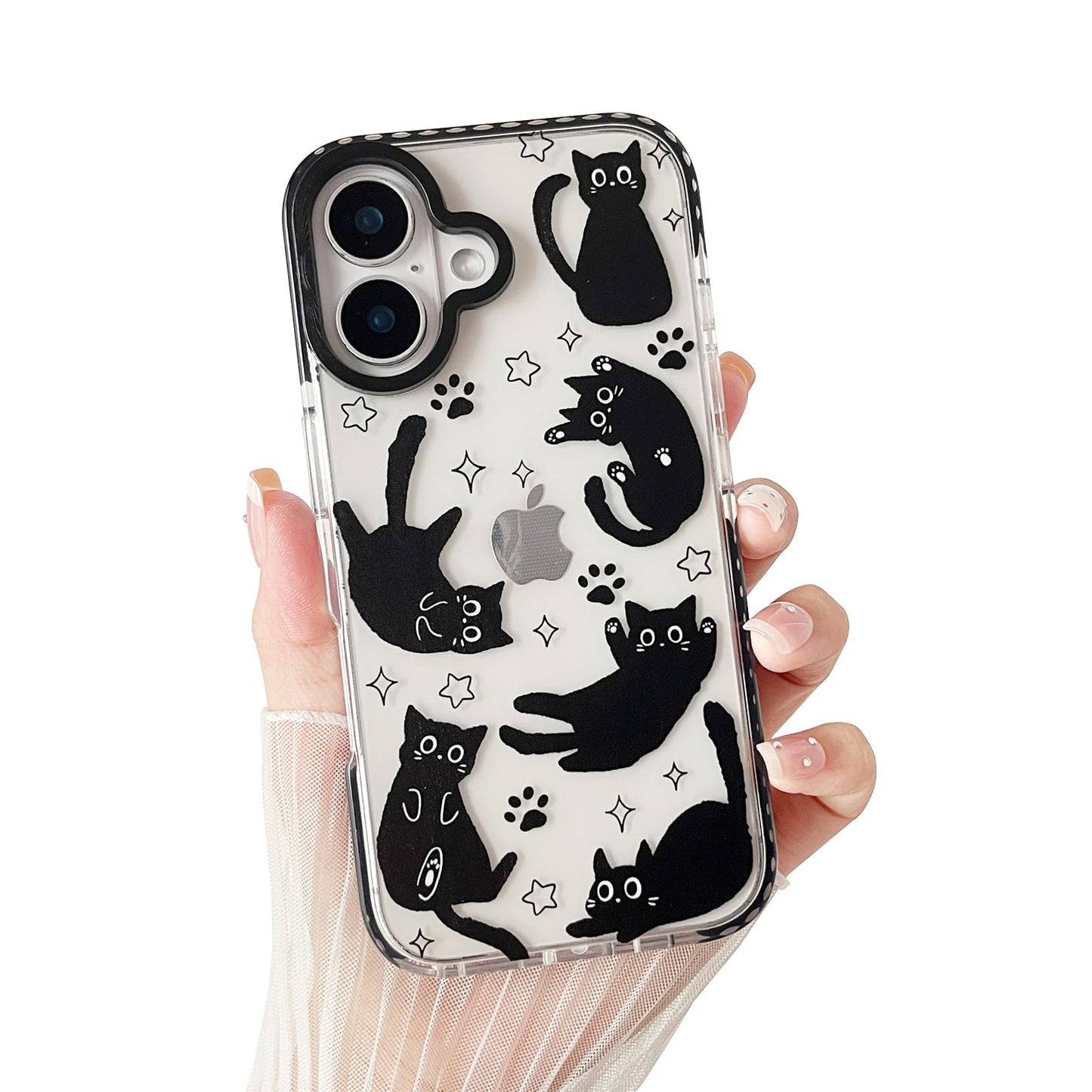 Compatible with iPhone 17 Case,Clear Cute Black Cat Pattern with Shockproof Slim Soft TPU Protective Phone Case for Women Designed for iPhone 17 6.3"