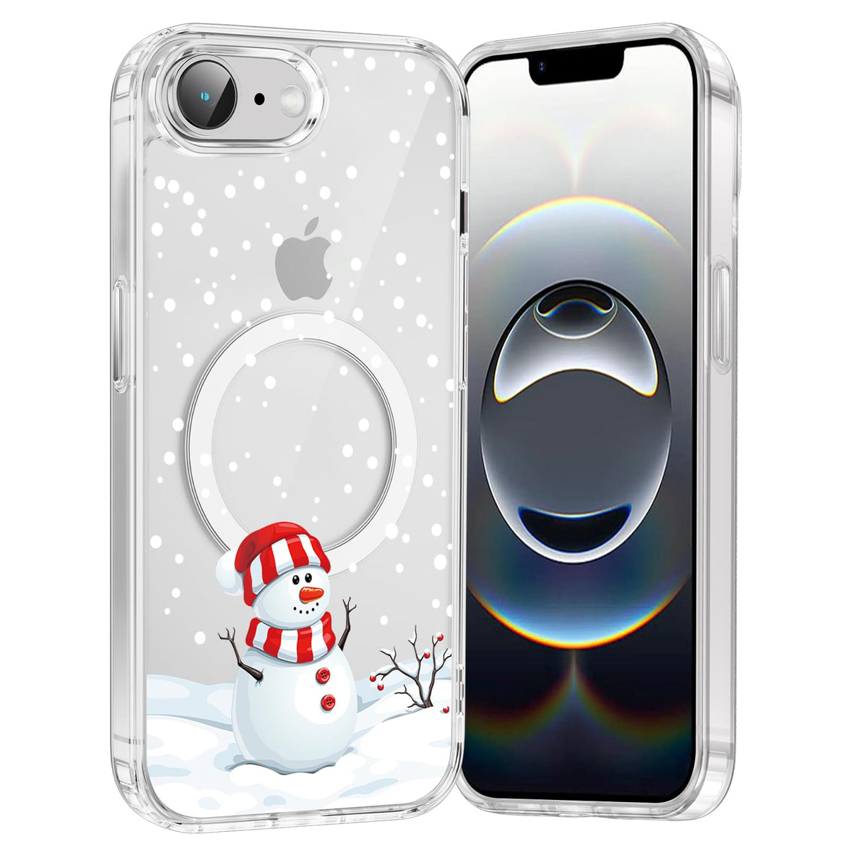 Merry Christmas Snowflake Phone Case for iPhone 13 / iPhone 14 Xmas Clear Magnetic Case 6.1", Compatible with Magsafe, Cute Winter Pattern Design Cover Shockproof Soft TPU Funda for Girl Women