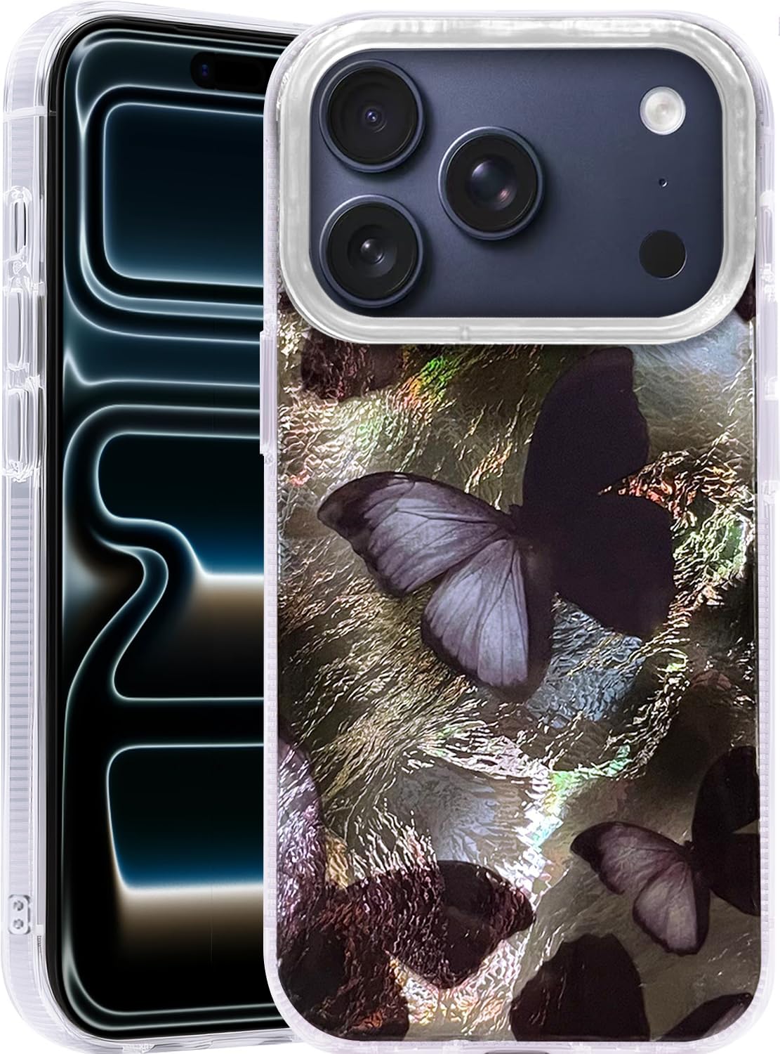 Compatible with iPhone 17 Case,with [Soft Slim][Camera Protection] Cute Fishing Cats Shiny Aesthetic Phone Cover Anti-Yellowing Shockproof Protective Cover for Women Girl