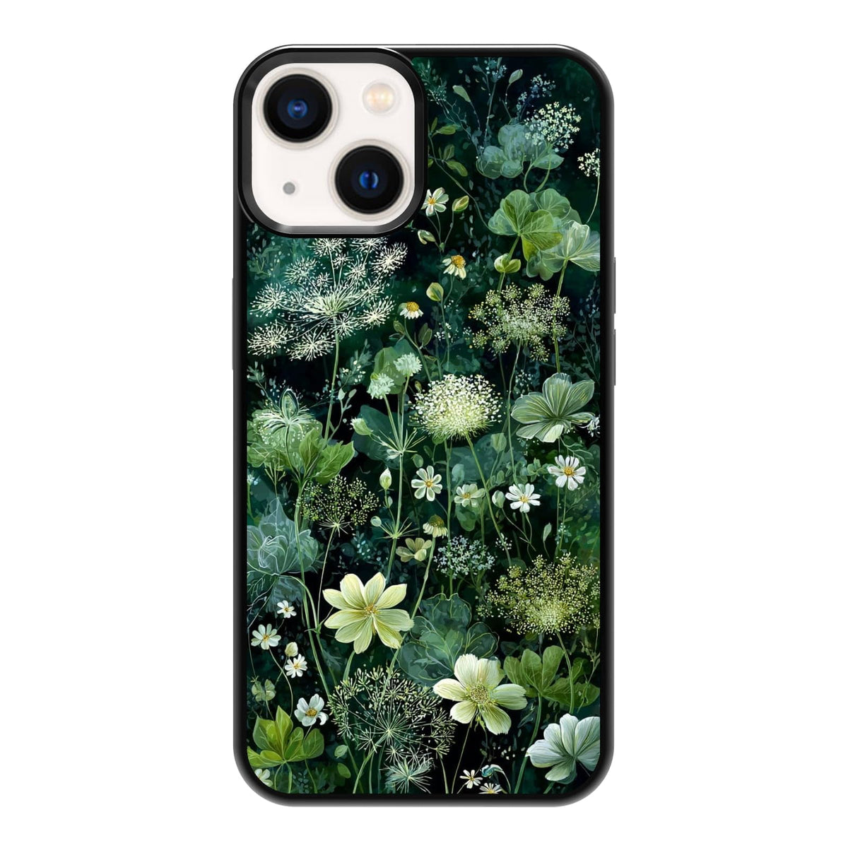 Lush Garden Wildflower Field Green Botanical Nature Aesthetic Phone Case, Shockproof Protective Cover for iPhone 11 12 13 14 15 16 17 Pro Max Plus Mini XR 7 8 SE