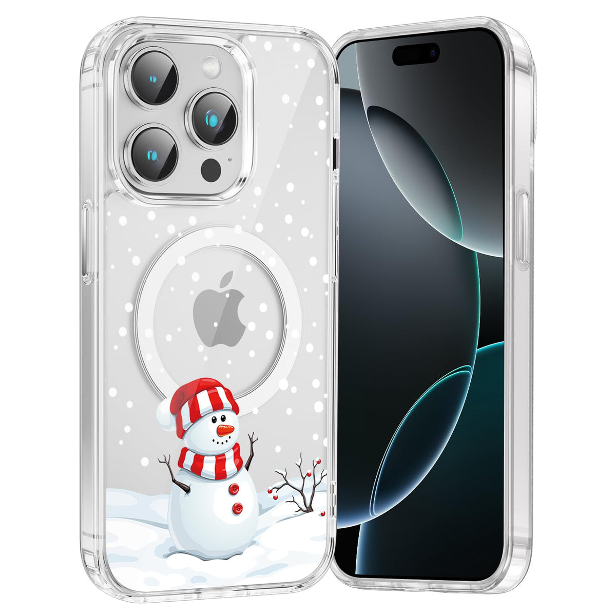 Merry Christmas Snowflake Phone Case for iPhone 13 / iPhone 14 Xmas Clear Magnetic Case 6.1", Compatible with Magsafe, Cute Winter Pattern Design Cover Shockproof Soft TPU Funda for Girl Women