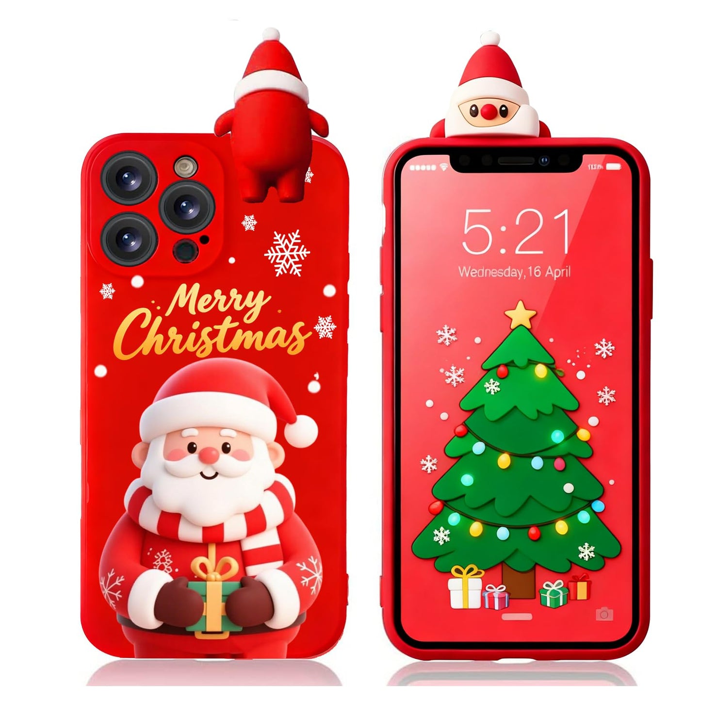 for iPhone 12 Christmas Case, Phone Case Silicone Red 3D Doll Toy Xmas with Design for Girls Women Present Slim Shockproof Soft Cute Cover Skin for iPhone 12 6.1". Deer