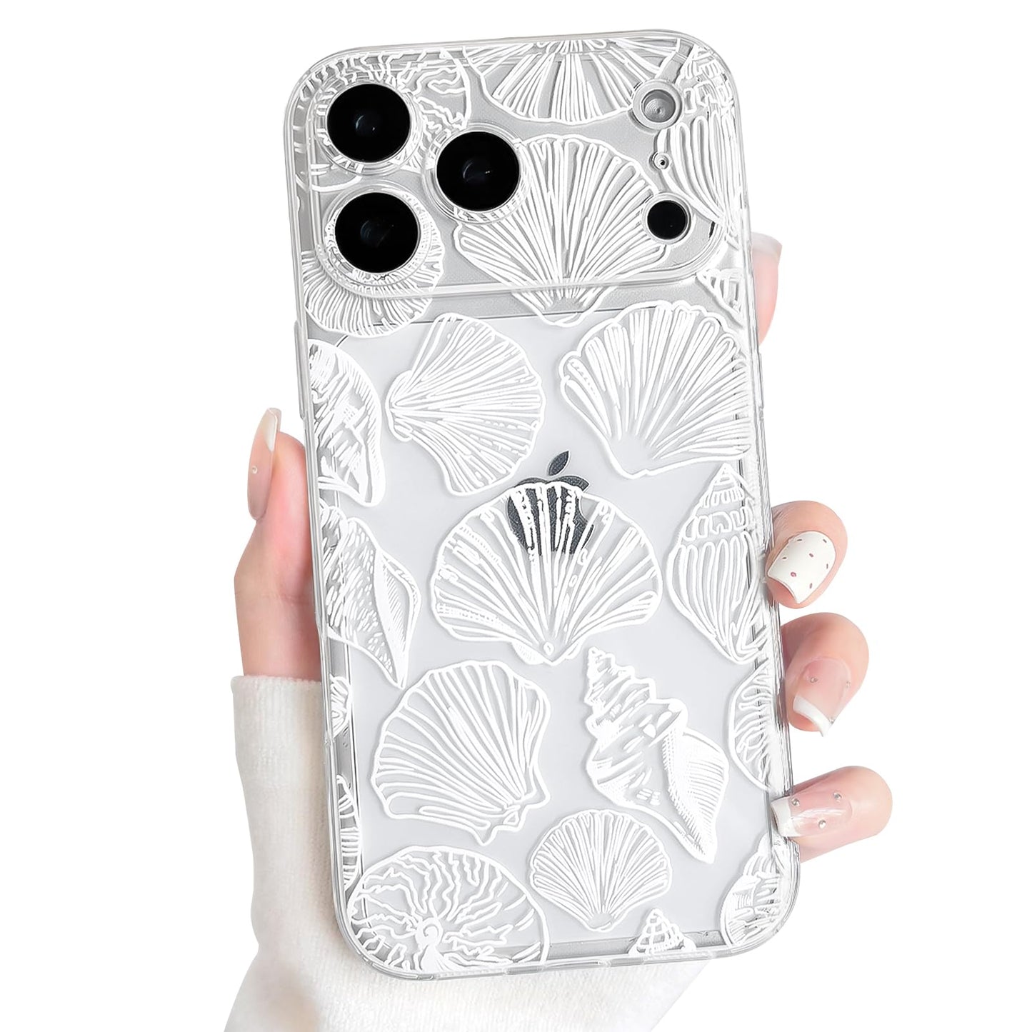 NITITOP Compatible with iPhone 16 Case Clear Sea - White Fish | Cute, Shell whale ocean animal, For women men girls boys, Slim, Soft TPU, Shockproof
