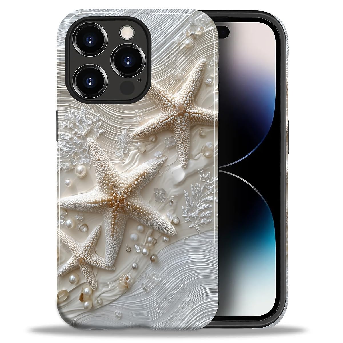 DAIZAG Case for iPhone 13 iPhone 14, Christmas Coffee Snowflake Cane Full-Body Design Hybrid Dual Protection Soft TPU + Hard PC, Shockproof Scratch-Resistant Protective Cover Phone Case for Men Women