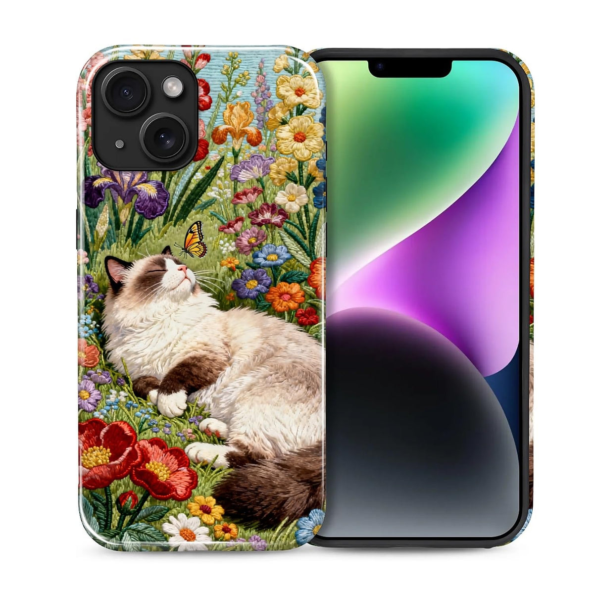 Case for iPhone 15, Shockproof Hybrid Protective Phone Case, Dual-Layer Drop Protection Anti-Scratch, Cozy Cats