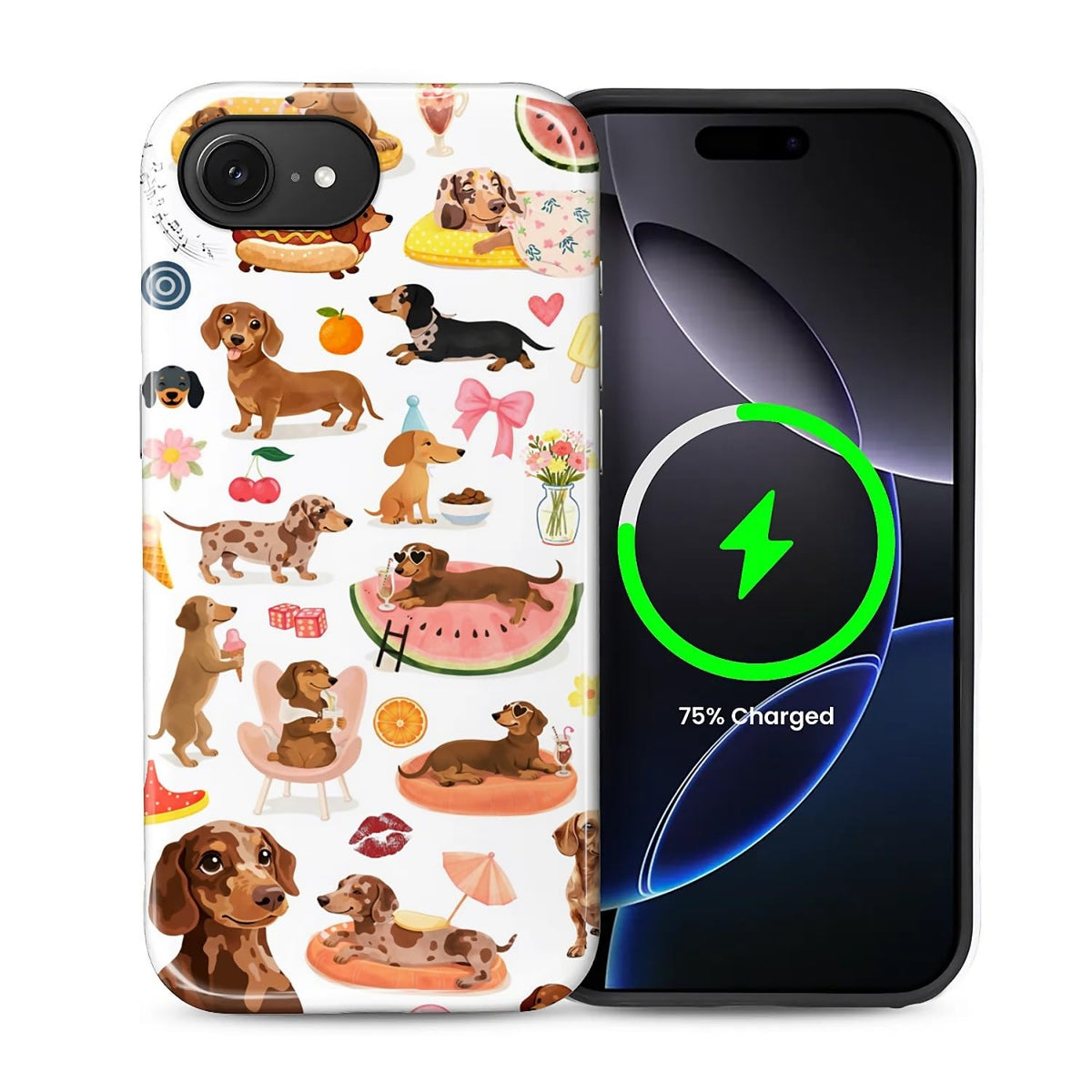 Case Compatible with iPhone 17 [Compatible with MagSafe] Hybrid 2-Layer Hard Shell Protection Case, Shockproof Protective Magnetic Cover for iPhone 17, Funny Sausage Dog Dachshund Collage