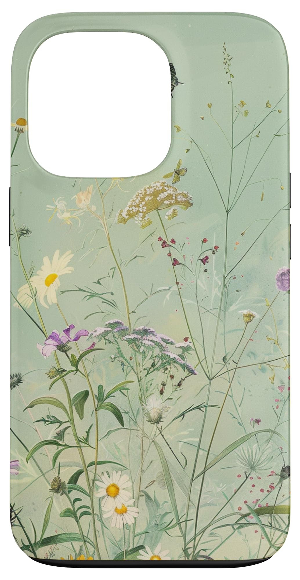 Sage Green Boho Botanical Wildflowers Plants Case for iPhone 16 Pro Max