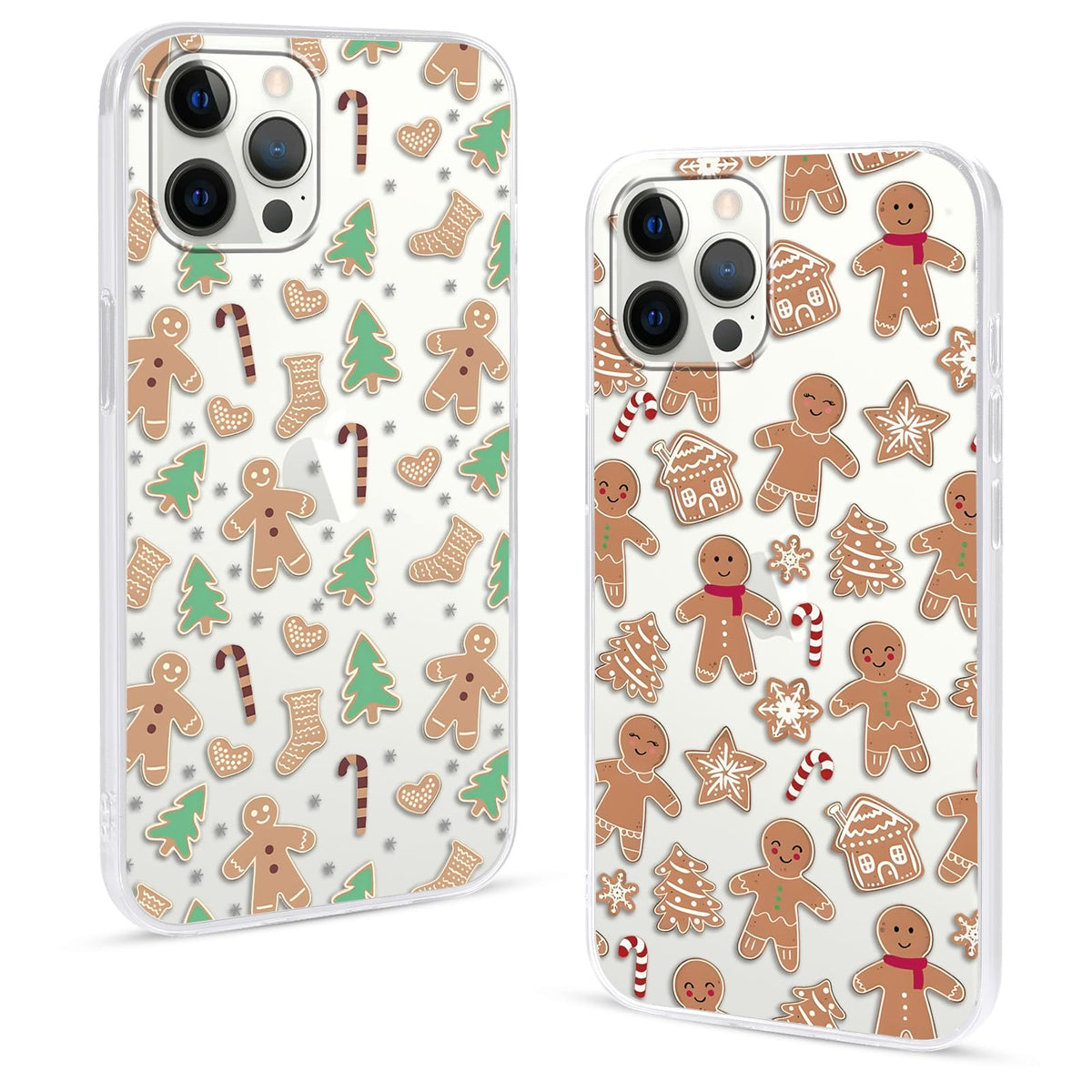 2 Pack Christmas Phone Case for iPhone 16 6.1'', Cute Christmas Tree Pattern Gifts Case with Gingerbread Canes Design Soft TPU Anti-Fall Protective Slim Shockproof Cover for Girl Women Men