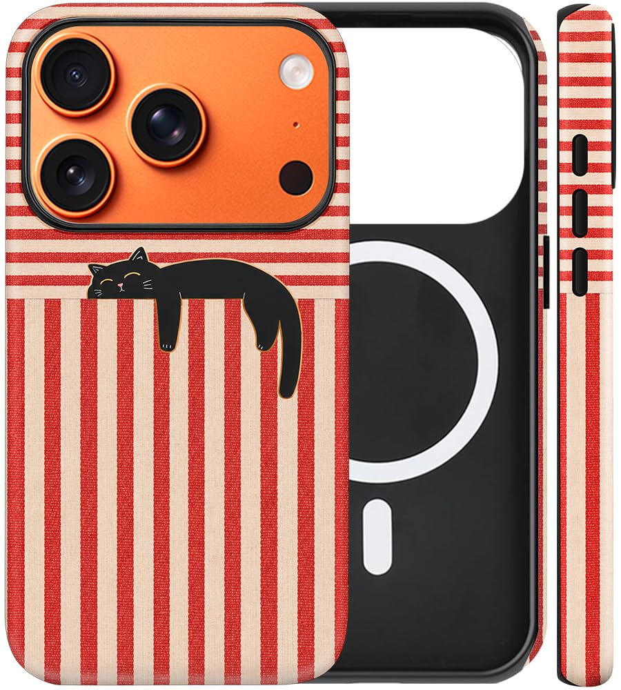 Magnetic for iPhone 13/14 Case Cute Cat Phone Case, Apricot | Shockproof Slim TPU and Hard PC Protective Phone Cover Compatible with MagSafe Designed for Women Girls Gift