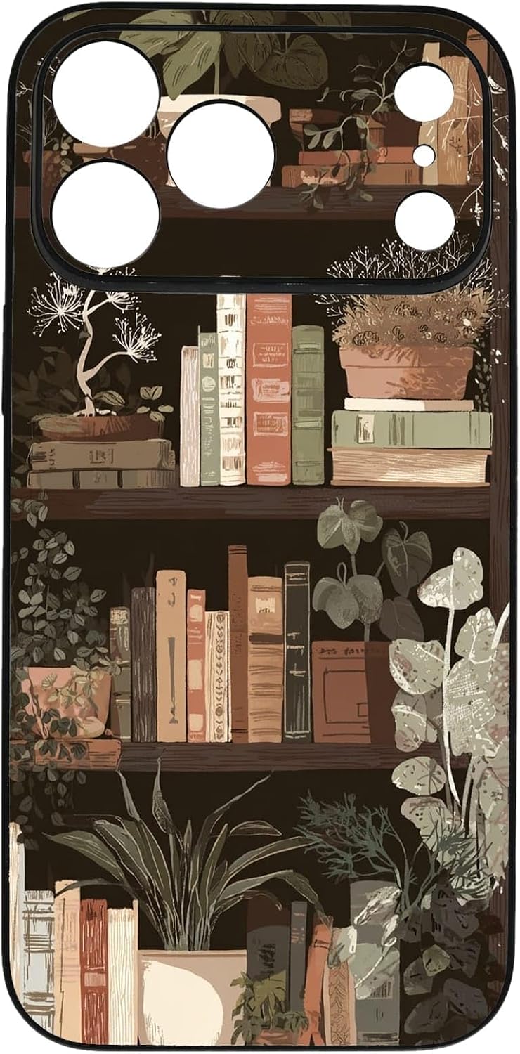 Urban Jungle Bookshelf Houseplant Study Room Phone Case, Shockproof Protective Cover for iPhone 11 12 13 14 15 16 17 Pro Max Plus Mini XR 7 8 SE