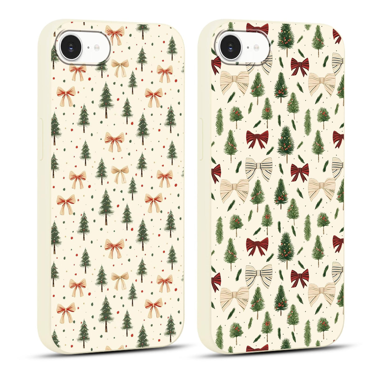2 Pack Merry Christmas Phone Case for iPhone 16 6.1", Cute Xmas Christmas Tree Pattern Case with Candy Design Christmas Decorations Gifts Shockproof Soft Silicone Cover for Girl Women