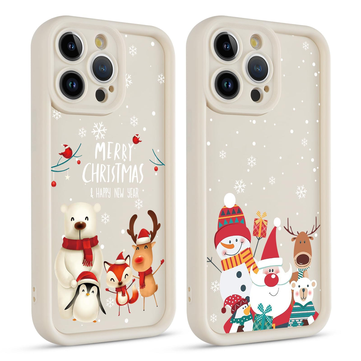 2 Pack Christmas Phone Case for iPhone 12 6.1", Cute Cover with Red Xmas Tree Candy Snowflake Pattern Full Camera Lens Shockproof Soft Silicone Cover for Girl Women