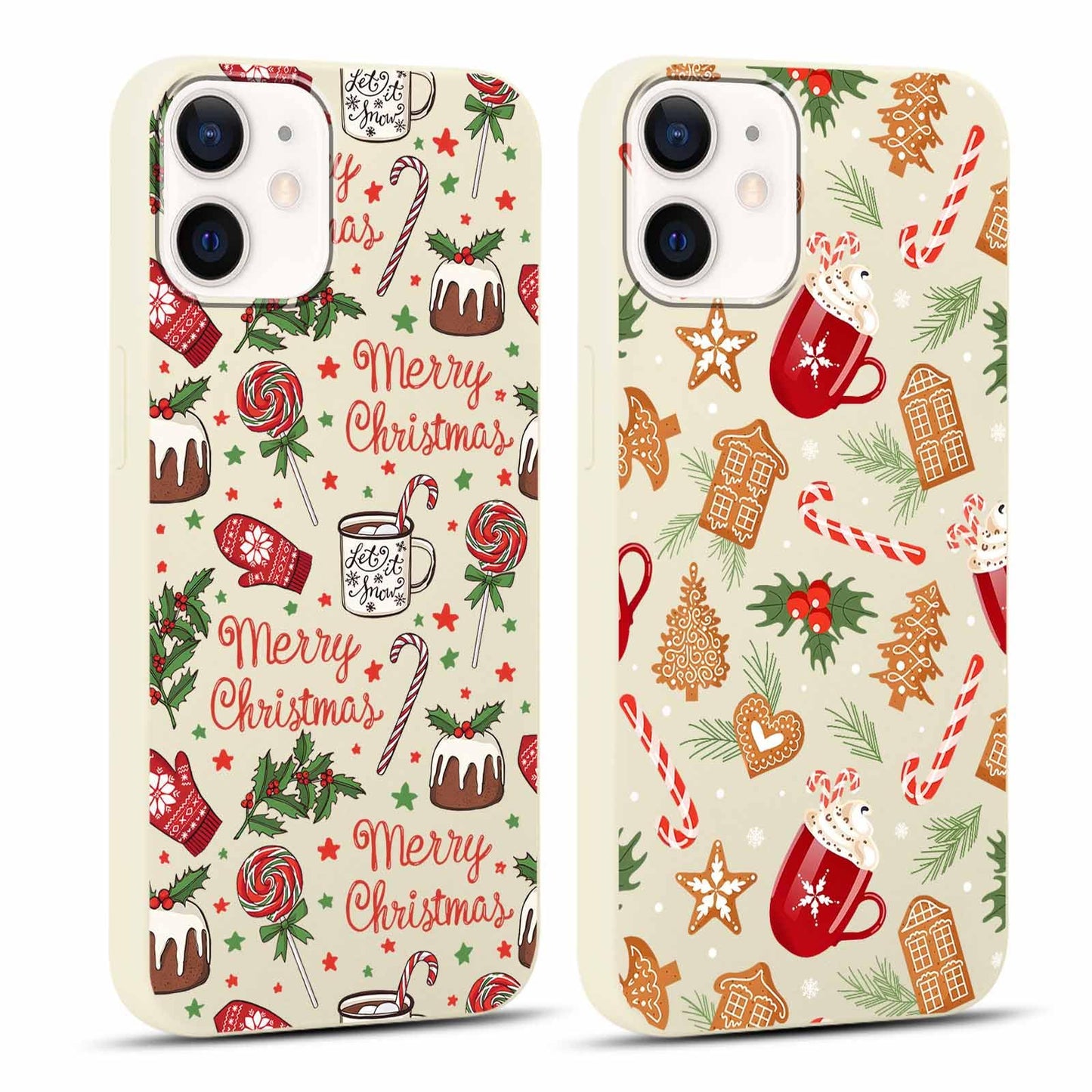 2 Pack Merry Christmas Phone Case for iPhone 16 6.1", Cute Xmas Christmas Tree Pattern Case with Candy Design Christmas Decorations Gifts Shockproof Soft Silicone Cover for Girl Women