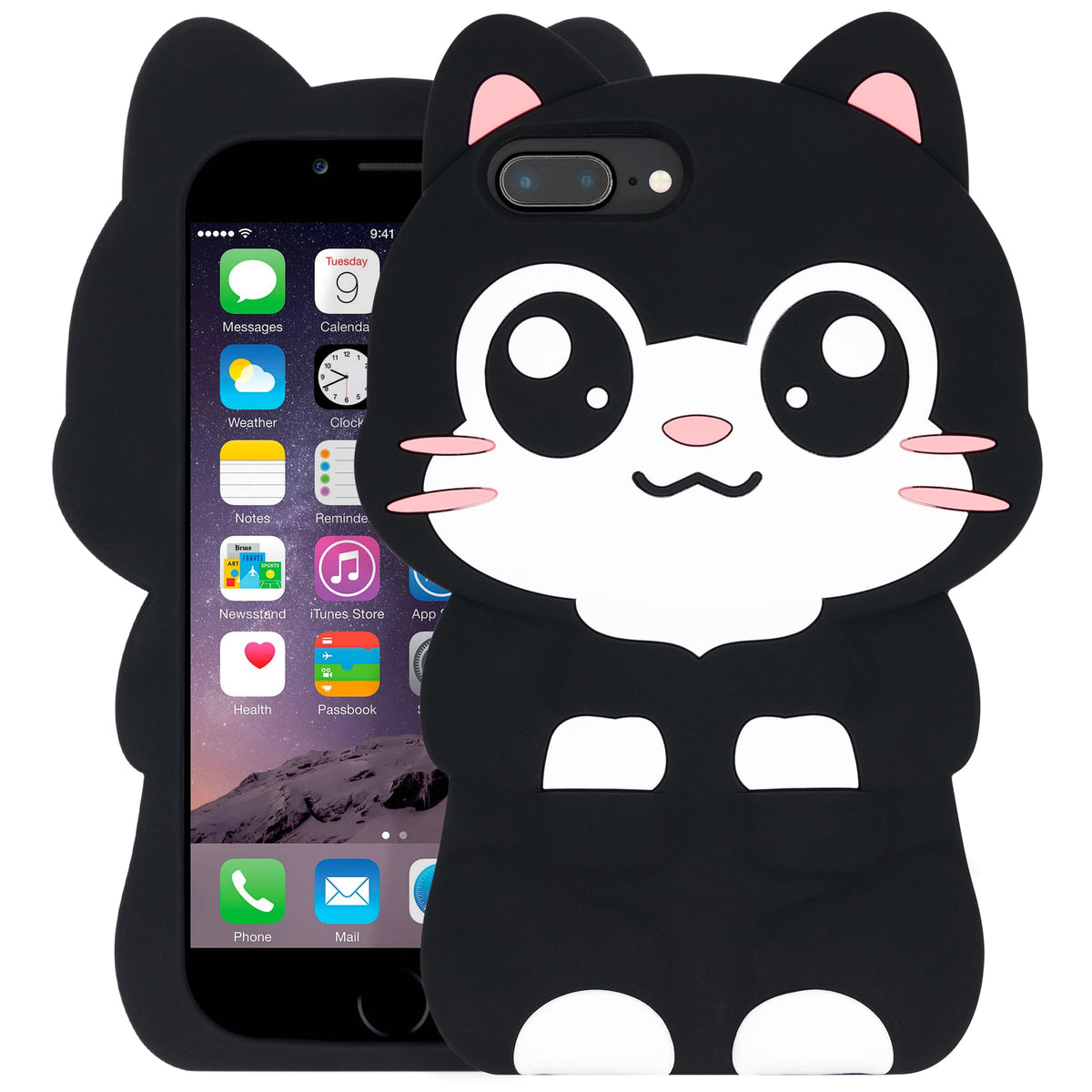 Dumkery Cute iPhone 13 Case, Pocket Cat iPhone 14 Case, Kitty Cat Funny 3D Cartoon Animals Kitten Soft Silicone Shockproof Cases Cover Skin for Girls Kids Women Children