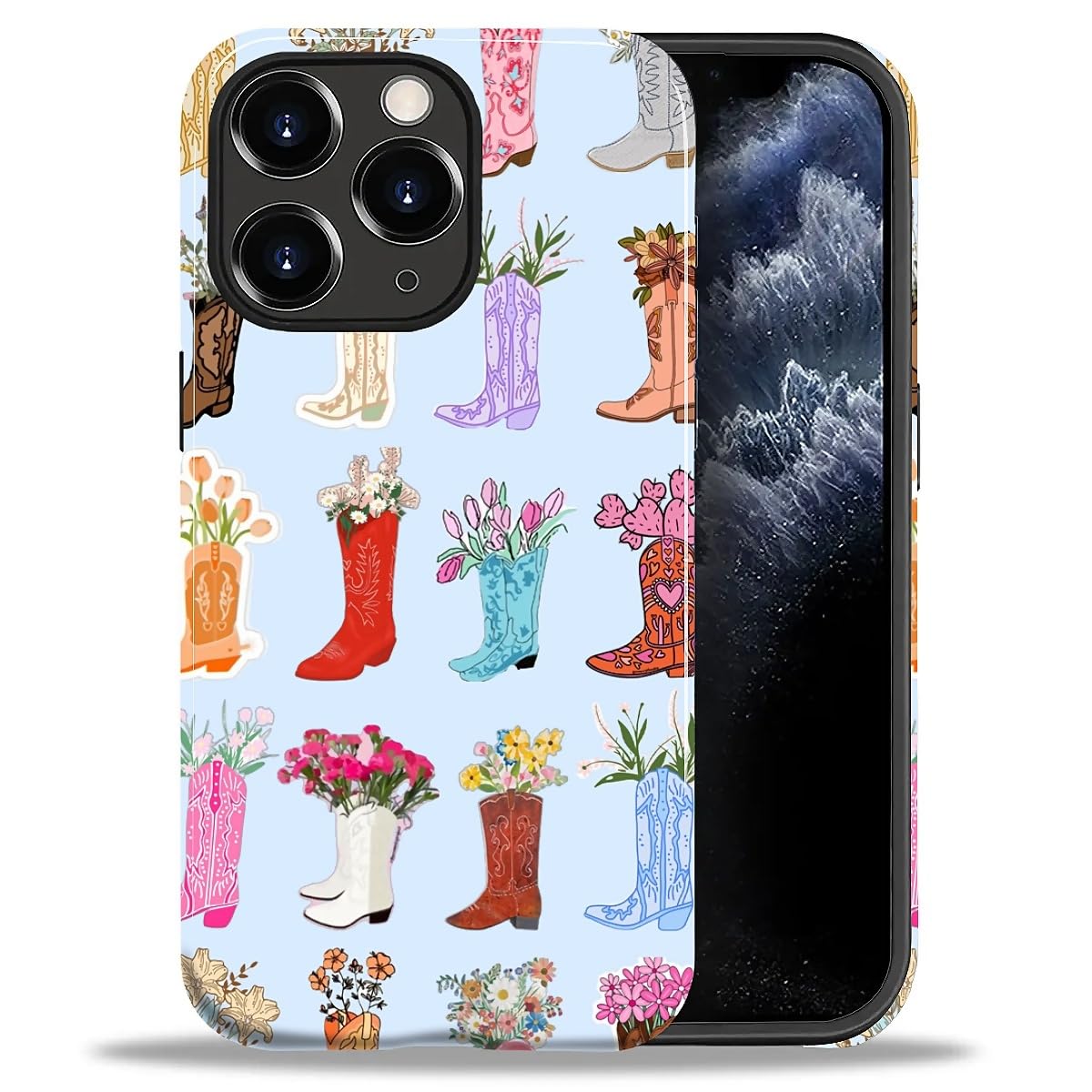 DAIZAG Case for iPhone 13 iPhone 14, Christmas Coffee Snowflake Cane Full-Body Design Hybrid Dual Protection Soft TPU + Hard PC, Shockproof Scratch-Resistant Protective Cover Phone Case for Men Women