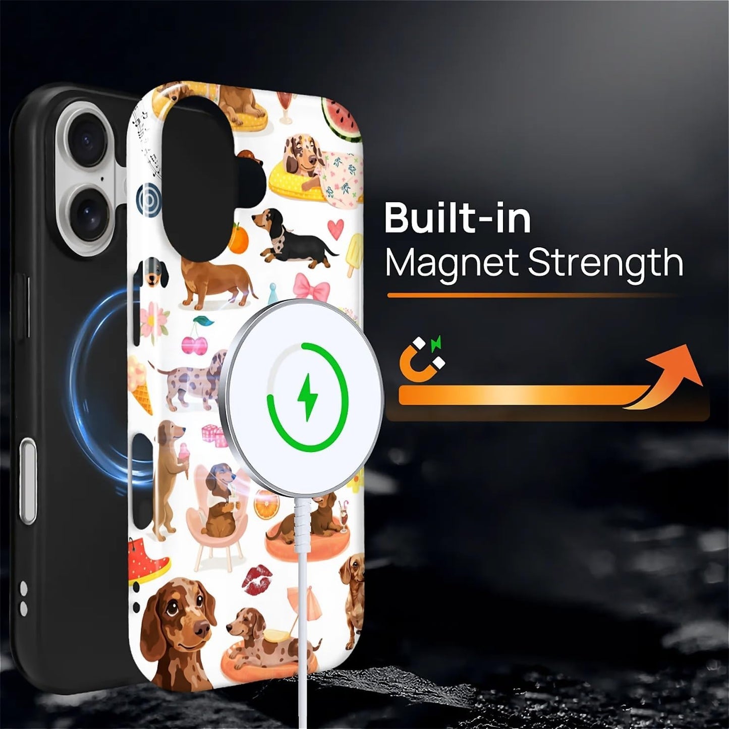Case Compatible with iPhone 17 [Compatible with MagSafe] Hybrid 2-Layer Hard Shell Protection Case, Shockproof Protective Magnetic Cover for iPhone 17, Funny Sausage Dog Dachshund Collage