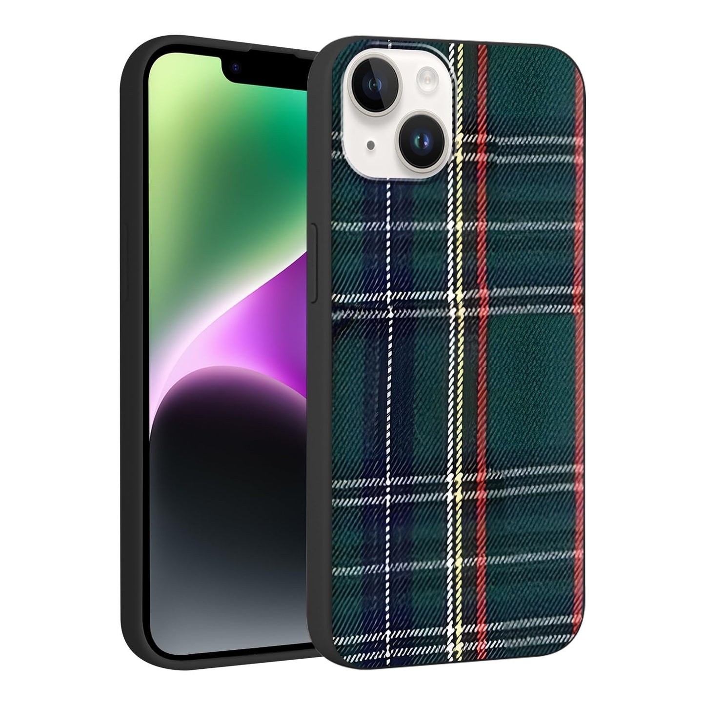 Merry Christmas Plaid Checkered Phone Case for iPhone 11 6.1", Cute Xmas Case Red Grey Scottish Tartan Grid Stripe Pattern Design Cover Shockproof Soft Silicone Protective Funda for Girl Women