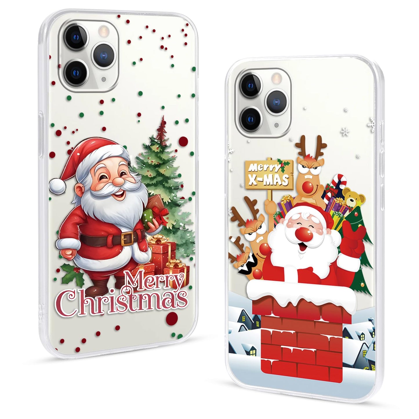2 Pack Christmas Phone Case for iPhone 16 6.1'', Cute Christmas Tree Pattern Gifts Case with Gingerbread Canes Design Soft TPU Anti-Fall Protective Slim Shockproof Cover for Girl Women Men