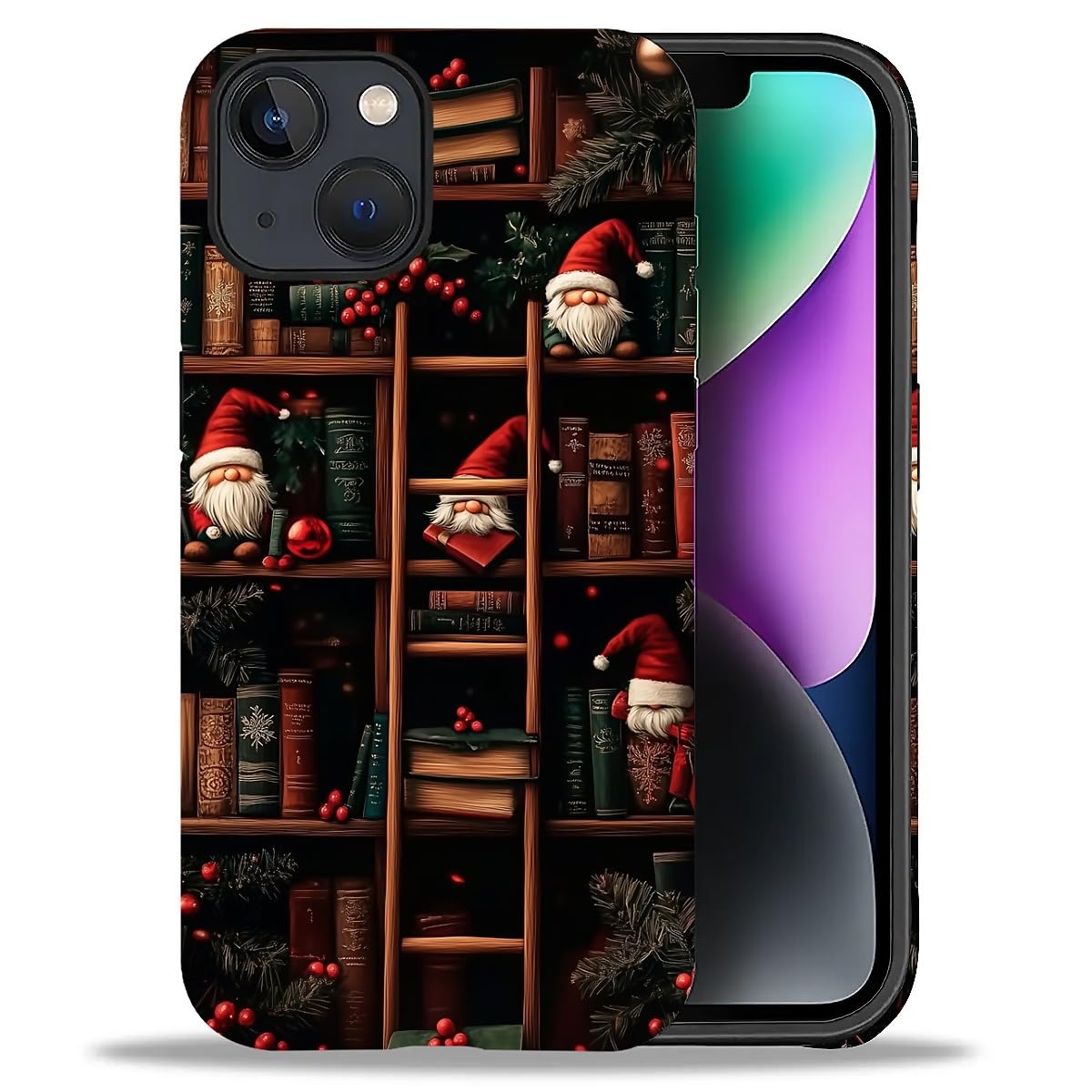 DAIZAG Phone Case Compatible with iPhone 13/14,Christmas Santa Claus Mixed 2 Layer Soft Silicone+Hard PC Ddouble Protection Ultra-Thin Phone Case for iPhone 13/14