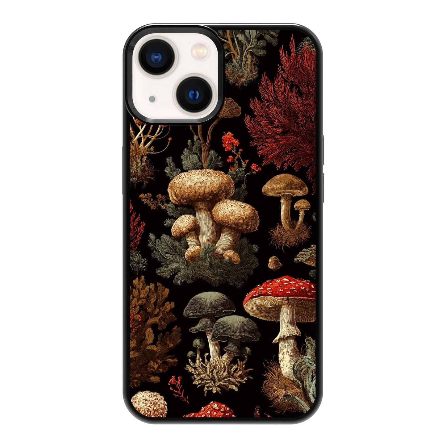 Elegant Forest Green Botanical Leaf and Plant Illustration Phone Case, Shockproof Protective Cover for iPhone 11 12 13 14 15 16 17 Pro Max Plus Mini XR 7 8 SE