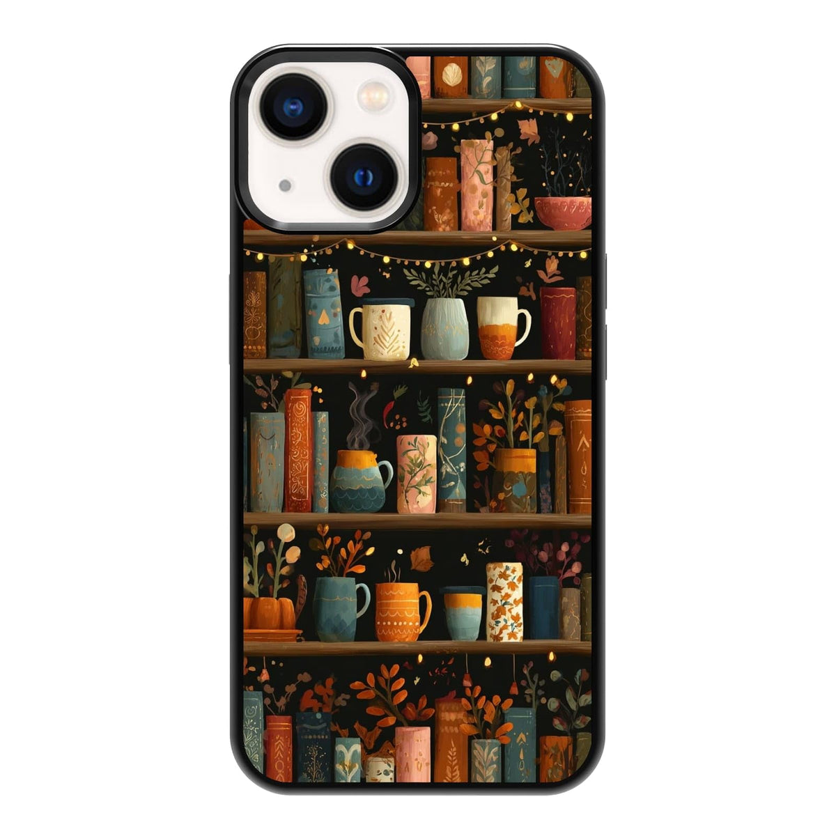 Aesthetic Bookshelf Urban Jungle Potted Plants Botanical Phone Case, Shockproof Protective Cover for iPhone 11 12 13 14 15 16 17 Pro Max Plus Mini XR 7 8 SE