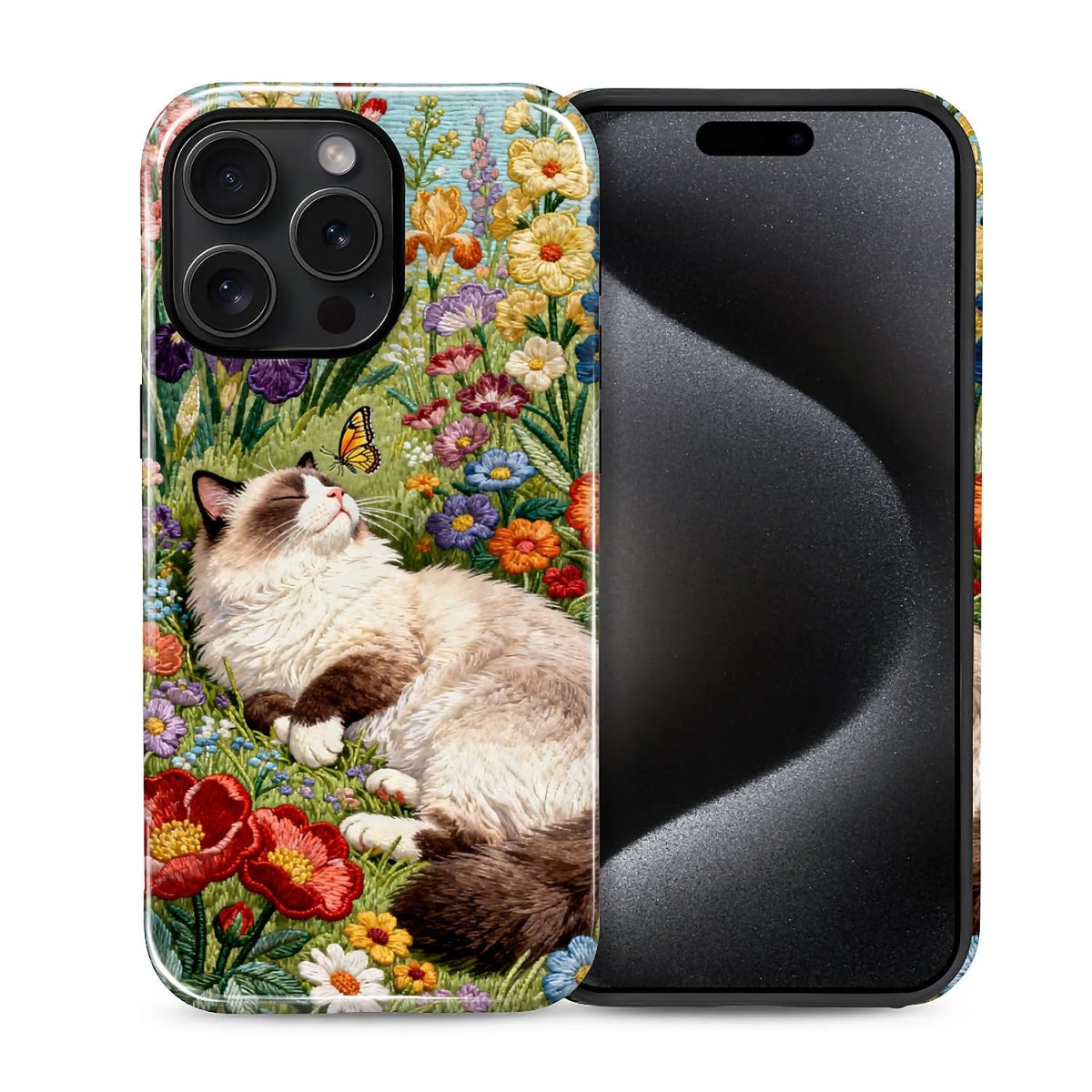 Case for iPhone 15, Shockproof Hybrid Protective Phone Case, Dual-Layer Drop Protection Anti-Scratch, Cozy Cats