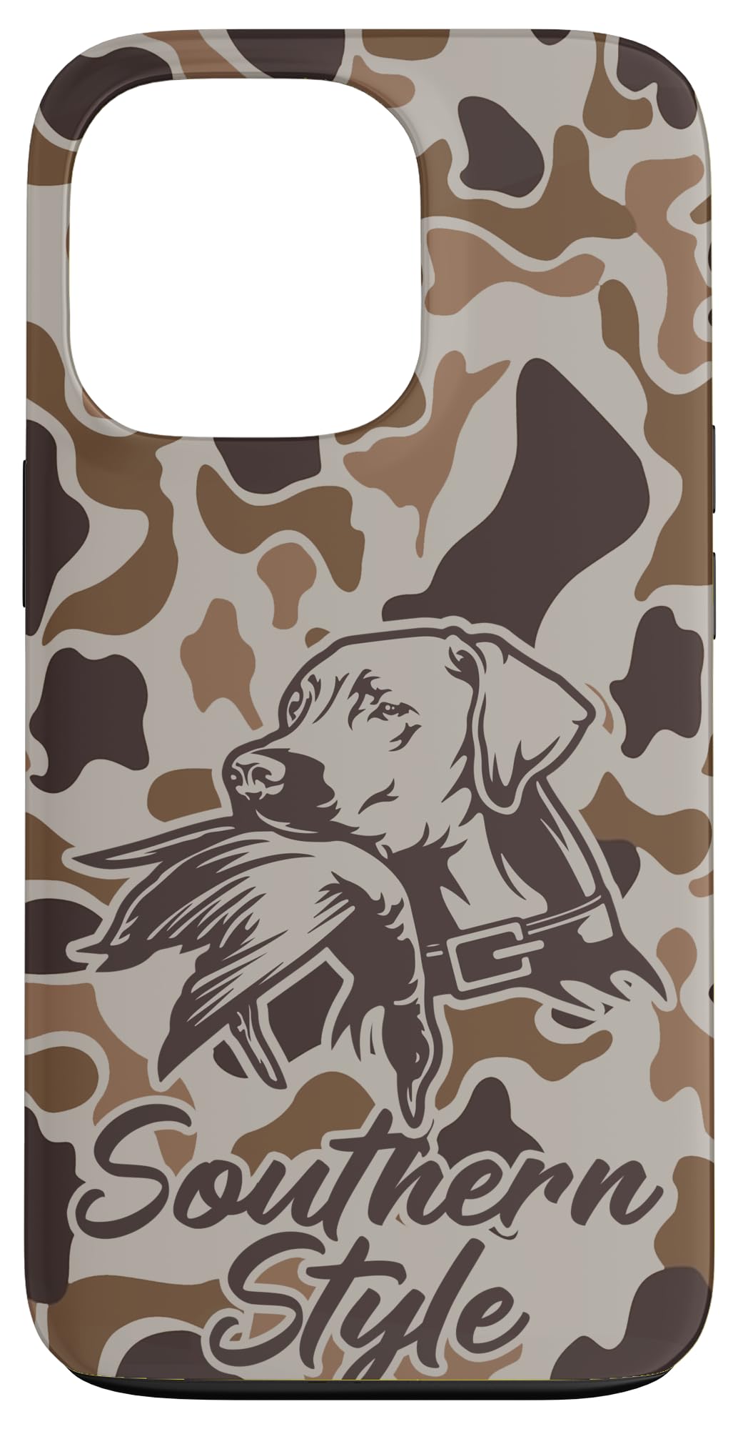 iPhone 15 Old School Camo Southern Style Duck Hunters with Dog Case