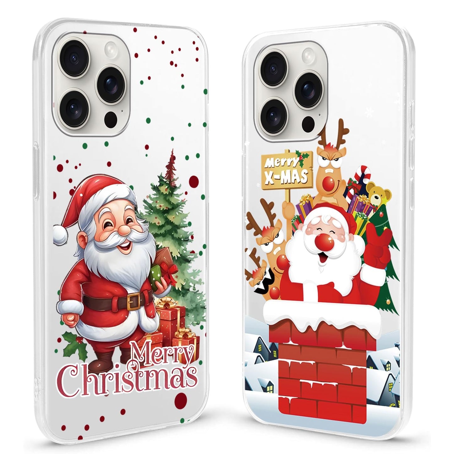 2 Pack Christmas Phone Case for iPhone 16 6.1'', Cute Christmas Tree Pattern Gifts Case with Gingerbread Canes Design Soft TPU Anti-Fall Protective Slim Shockproof Cover for Girl Women Men