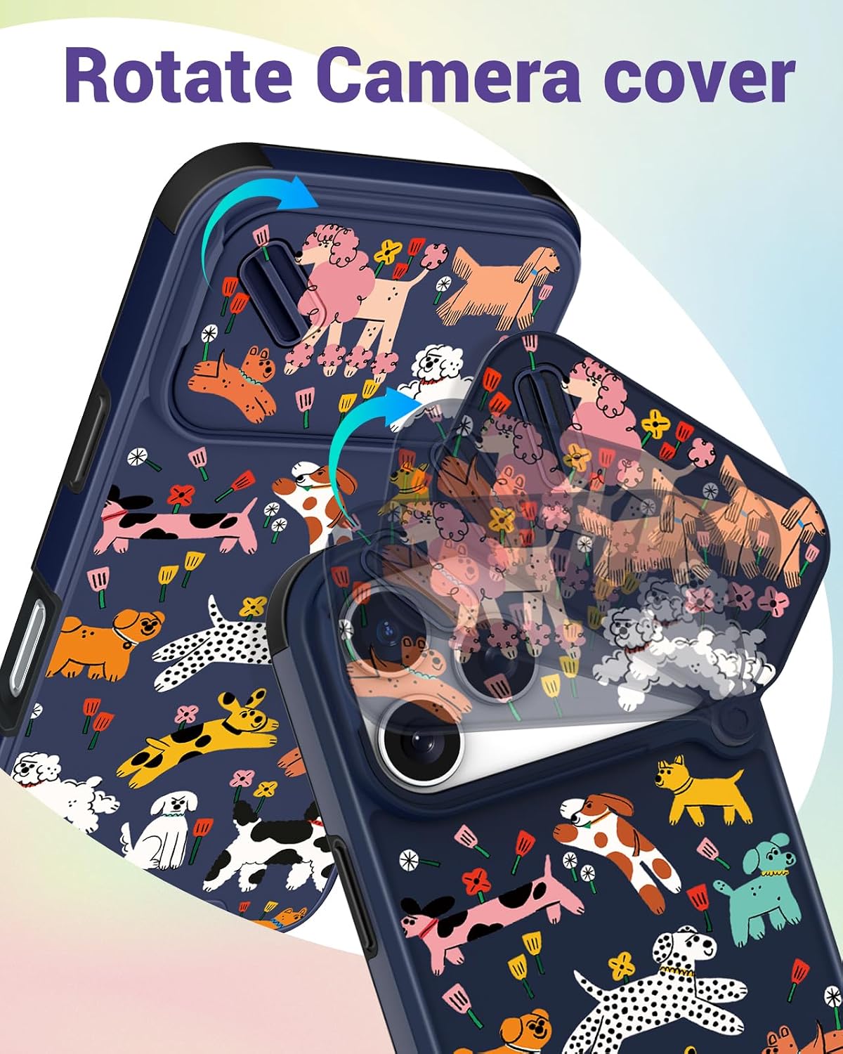 Buleens for iPhone 17 Pro Max Case 6.9 Inch - with Ring Stand & Camera Cover Aesthetic Cute Designed for Women Girls Girly Cartoon Kawaii Dogs Phone Case for iPhone 17 Pro Max Compatible with Magsafe