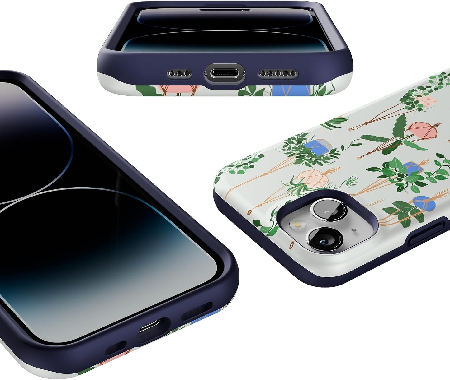 Casely iPhone 14 Case | Hanging Around | Potted Plants Floral | Bold Protective Design | Compatible with MagSafe