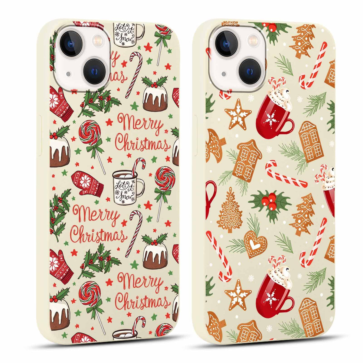 2 Pack Merry Christmas Phone Case for iPhone 16 6.1", Cute Xmas Christmas Tree Pattern Case with Candy Design Christmas Decorations Gifts Shockproof Soft Silicone Cover for Girl Women