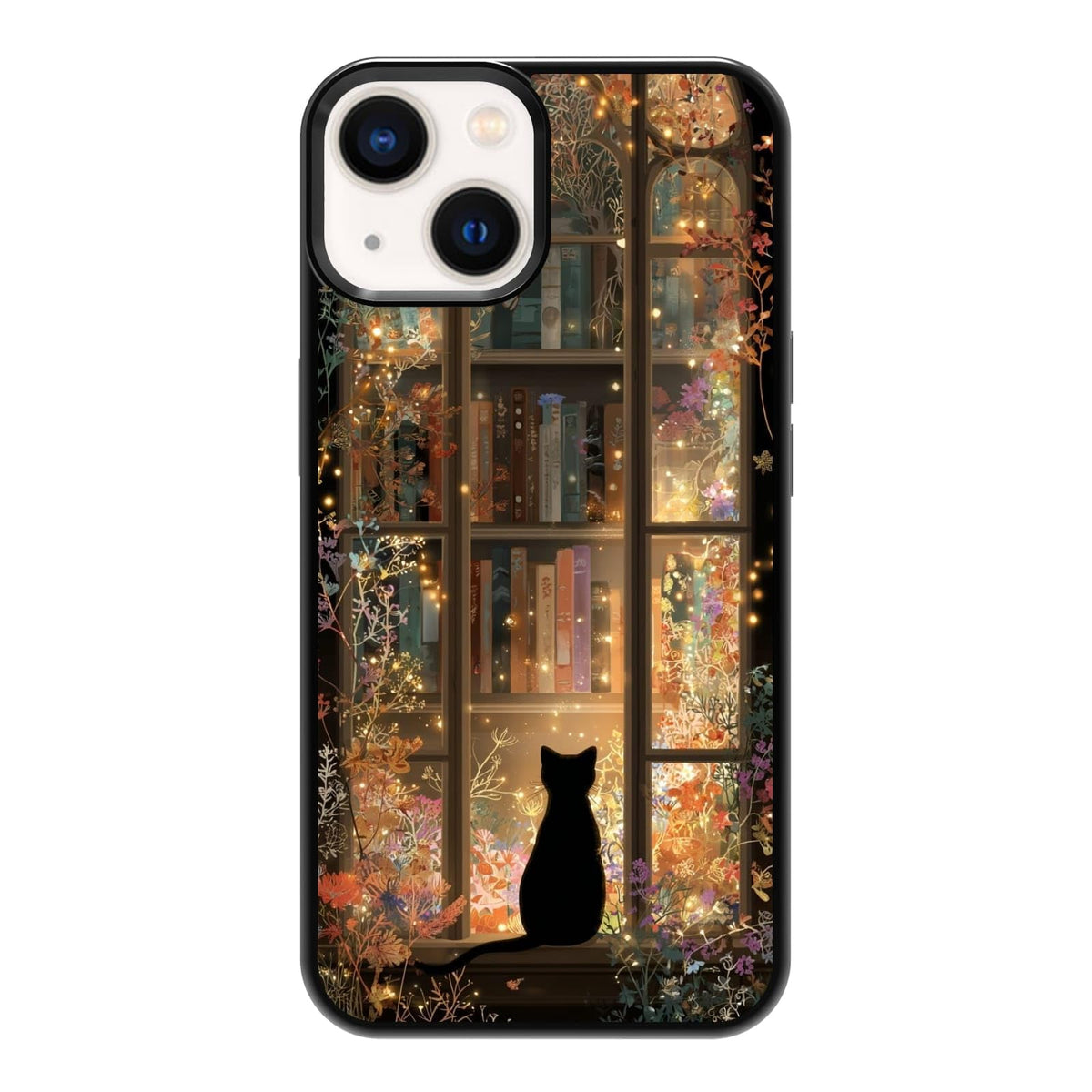 Lush Tropical Monstera Leaves Black Cat Botanical Art Phone Case, Shockproof Protective Cover for iPhone 11 12 13 14 15 16 17 Pro Max Plus Mini XR 7 8 SE