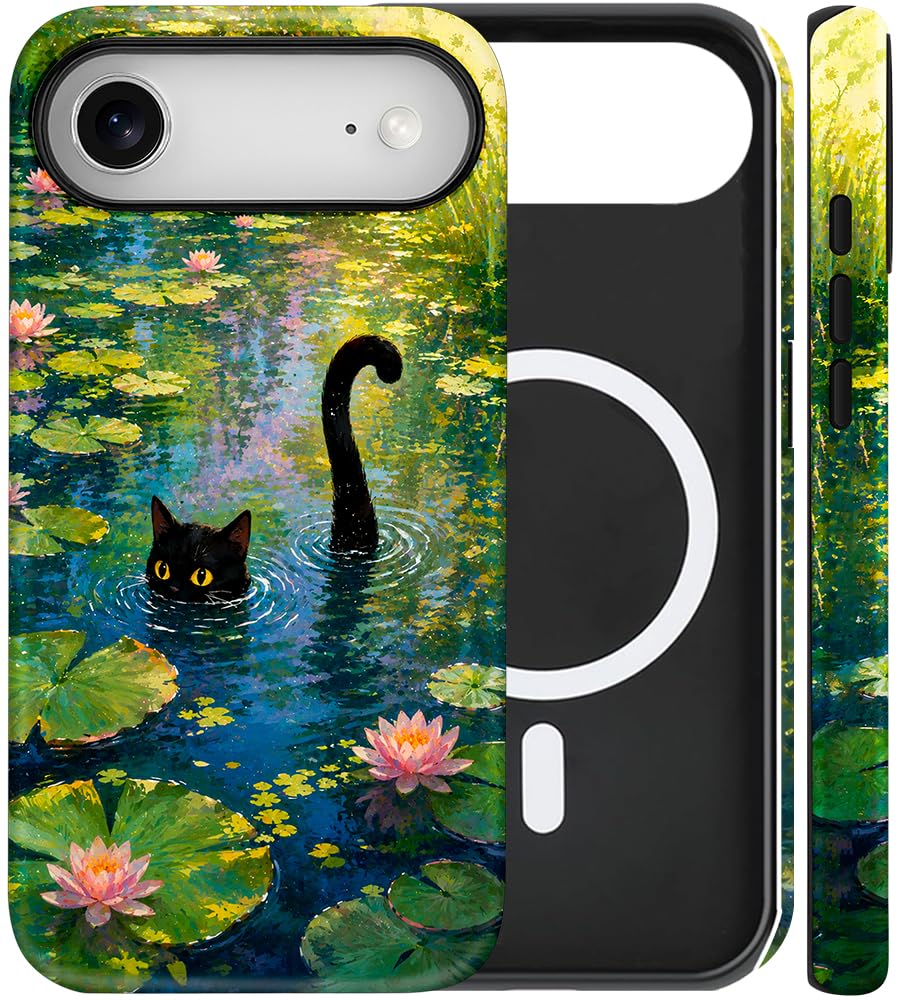 Magnetic for iPhone 13/14 Case Cute Cat Phone Case, Apricot | Shockproof Slim TPU and Hard PC Protective Phone Cover Compatible with MagSafe Designed for Women Girls Gift