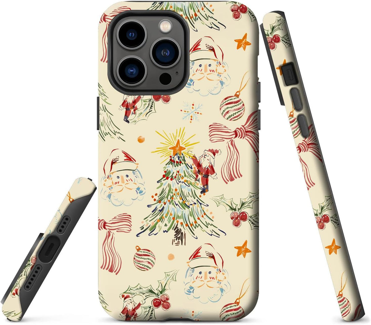 Case for iPhone 12 Pro,iPhone12,Christmas Tree Floral Phone Case for Girl Women Boy Men,Hybrid Durable Shockproof Soft Silicone Cover