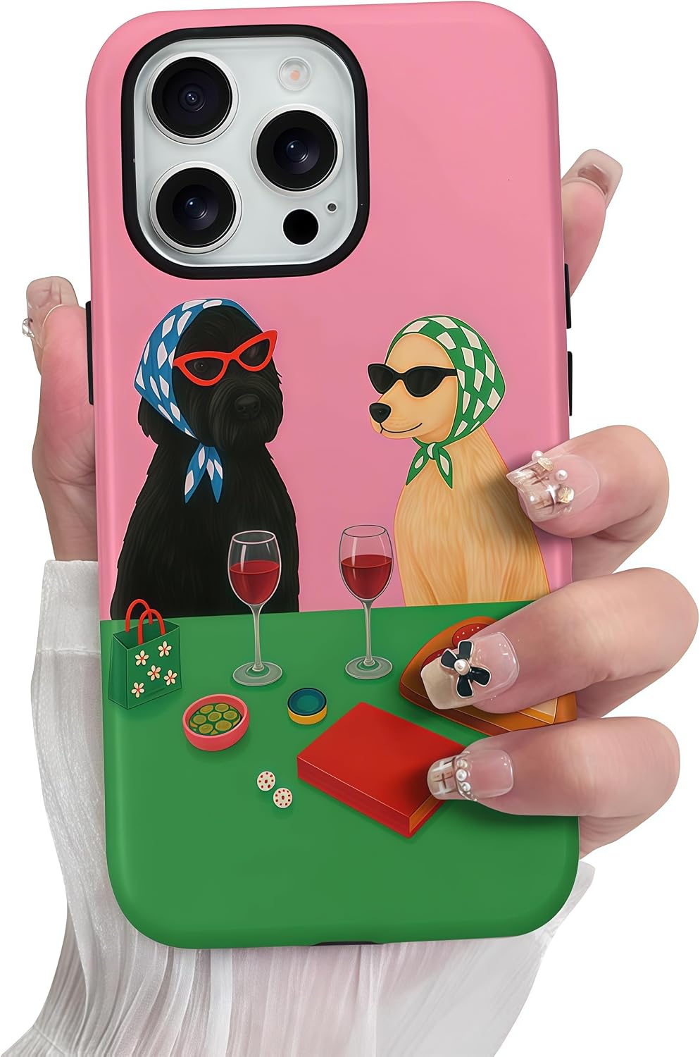 Candlelight Dinner Dog Case for iPhone 12/12 Pro | Hard Hybrid 2-Layer Design, Protective Scratch Resistant Cover for Women Girls