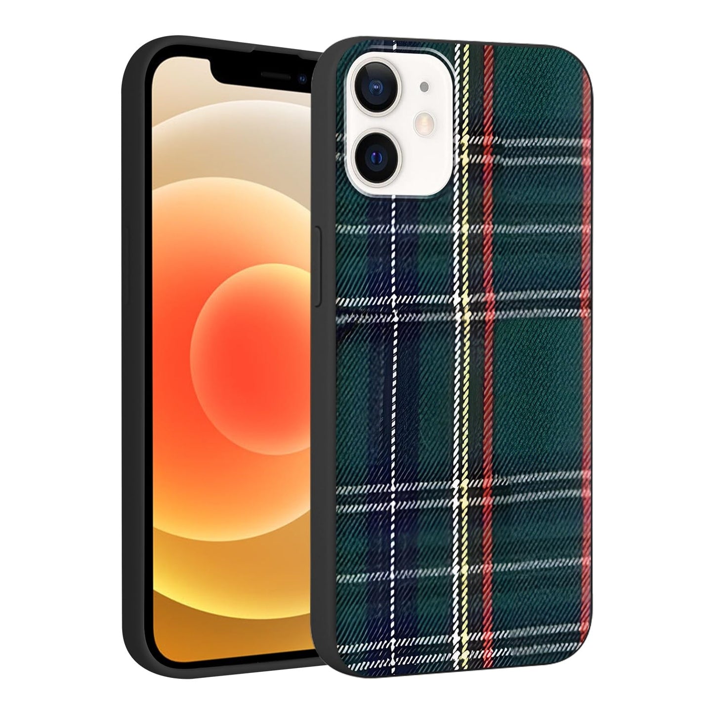Merry Christmas Plaid Checkered Phone Case for iPhone 11 6.1", Cute Xmas Case Red Grey Scottish Tartan Grid Stripe Pattern Design Cover Shockproof Soft Silicone Protective Funda for Girl Women