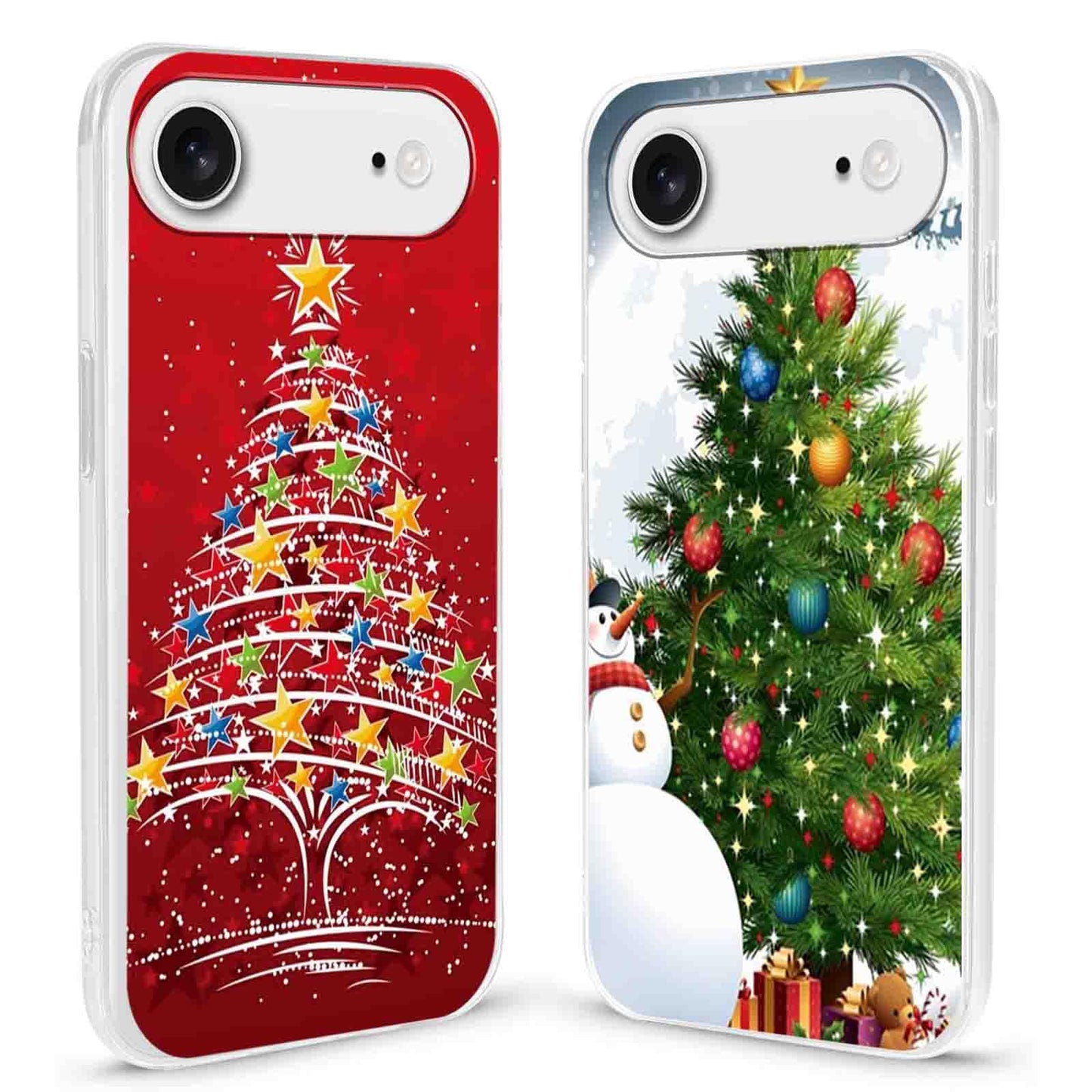 2 Pack Clear Christmas Phone Case for iPhone 13/14 6.1 inches, Holidays Christmas Trees Yellow-Resistant Protective Soft Slim Shockproof Xmas TPU Bumper Cover for Girls Woman Men