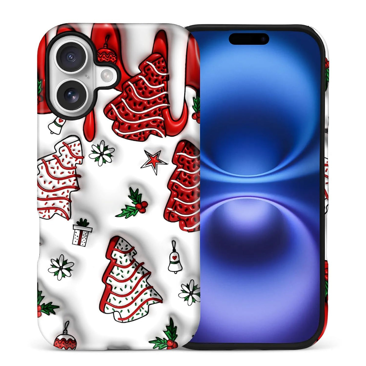 Case for iPhone 17,Drop Protection Hybrid 2-Layer Hard Phone Cover-Vintage Christmas Stamps Collage