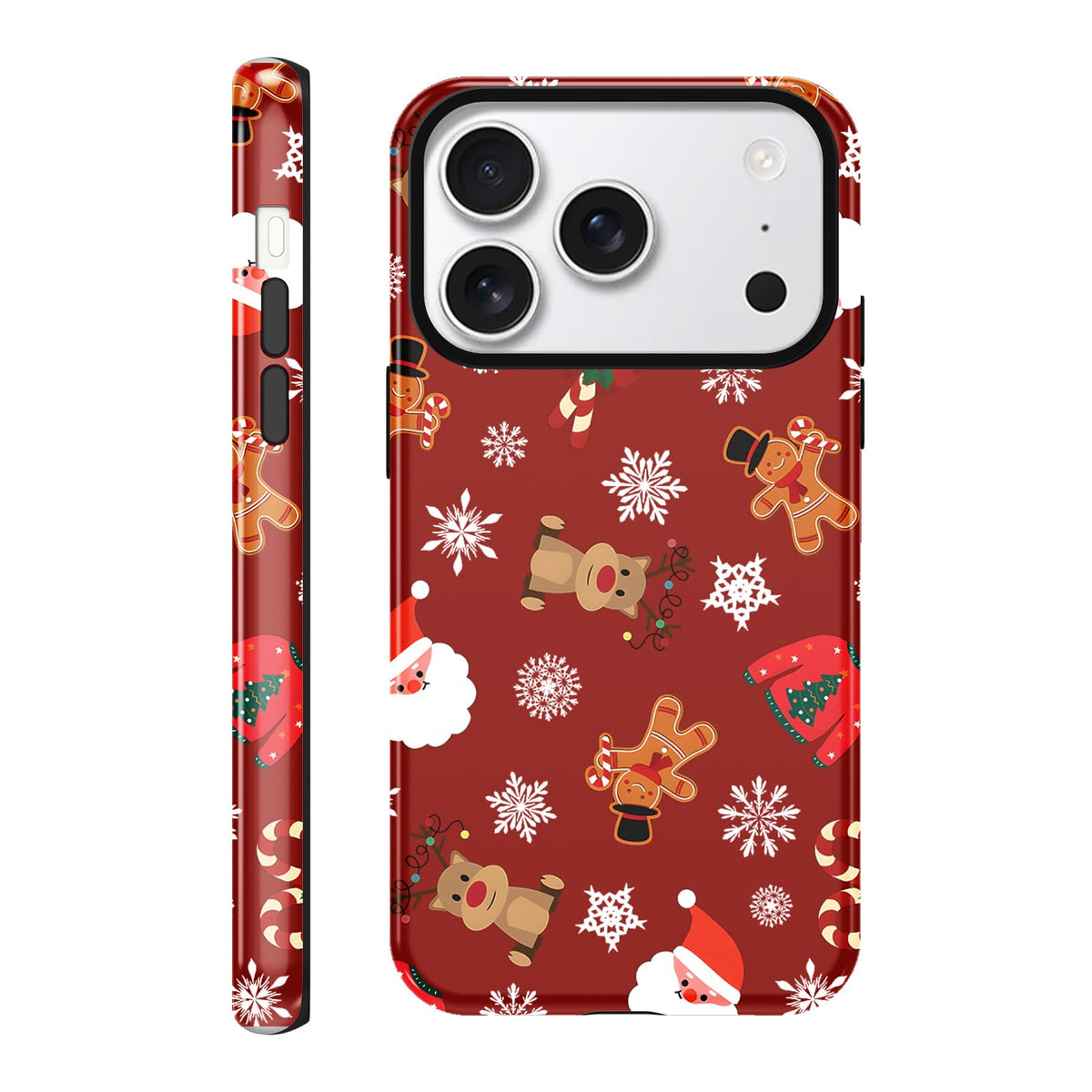 Merry Christmas Phone Case for iPhone 13/14, Cute Case with Candy Gingerbread Man Pattern, Hybrid Durable Shockproof Soft Silicone Cover for Girl Women Men Boys