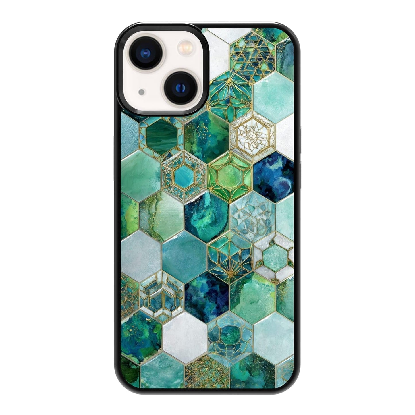 Nature Stained Glass Green Forest Tree Sunlight Phone Case, Shockproof Protective Cover for iPhone 11 12 13 14 15 16 17 Pro Max Plus Mini XR 7 8 SE
