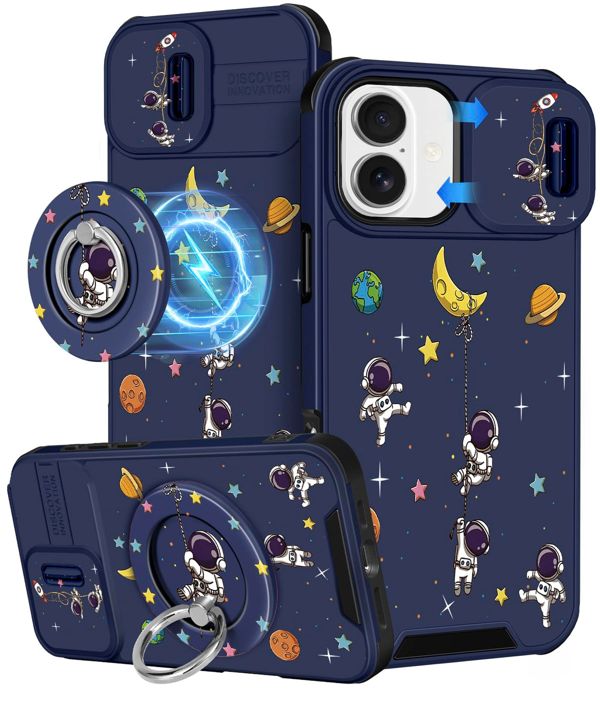 Buleens for iPhone 17 Pro Max Case 6.9 Inch - with Ring Stand & Camera Cover Aesthetic Cute Designed for Women Girls Girly Cartoon Kawaii Dogs Phone Case for iPhone 17 Pro Max Compatible with Magsafe