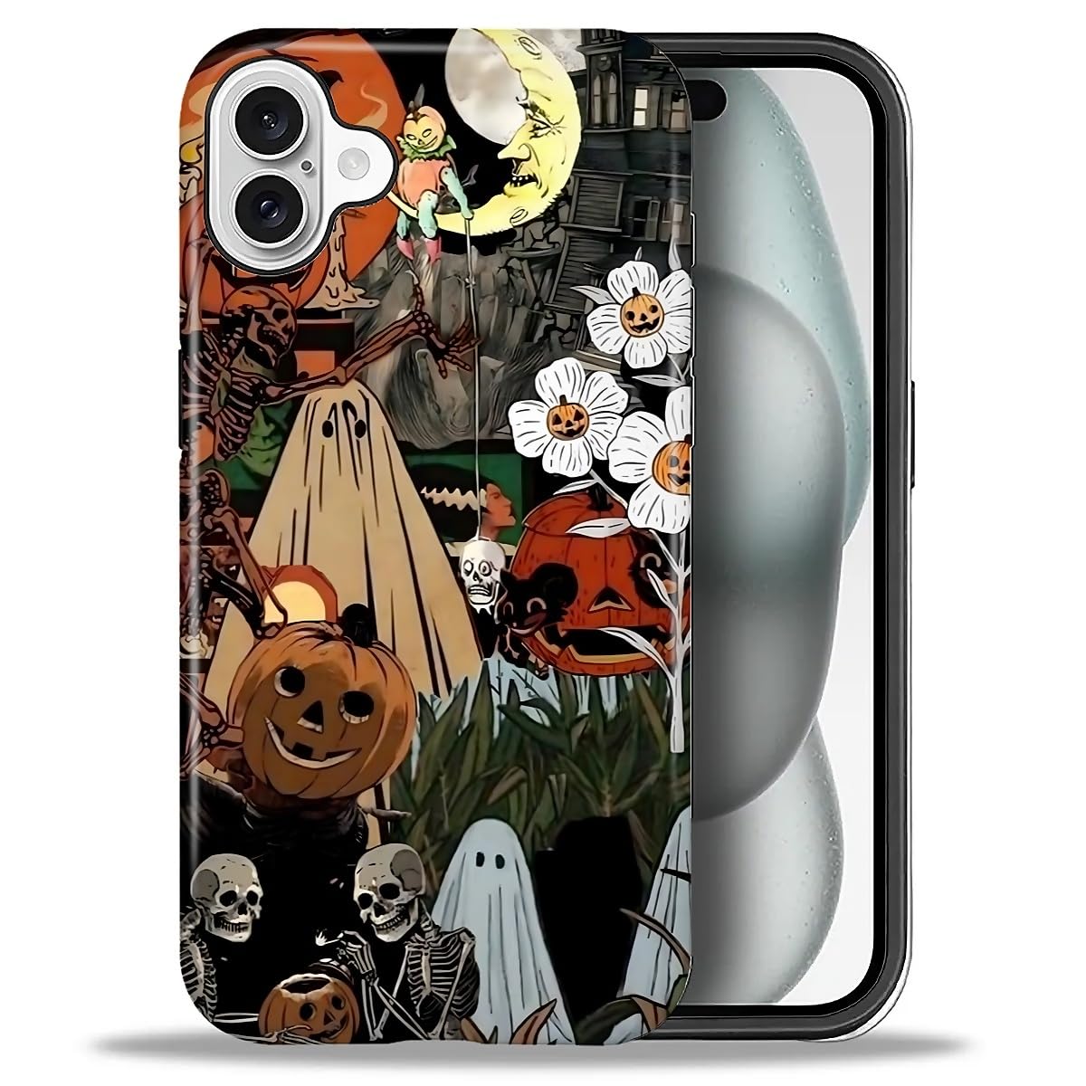 for iPhone 17 Pro Max Case,Hybrid 2-Layer Hard Shell + Silicone Protective Case -Resistant Shockproof- Ally's Dog's Cute College Summer Flower Collage