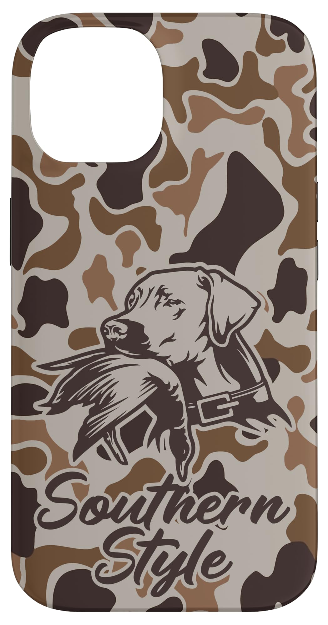 iPhone 15 Old School Camo Southern Style Duck Hunters with Dog Case