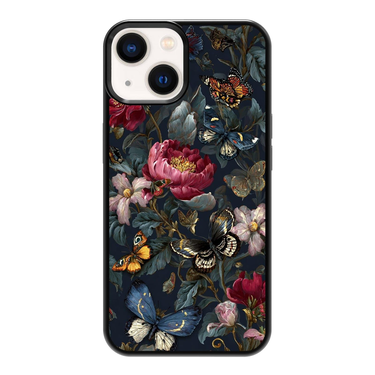 Dark Botanical Wildflower Forest Green Leaf White Blossom Nature Art Phone Case, Shockproof Protective Cover for iPhone 11 12 13 14 15 16 17 Pro Max Plus Mini XR 7 8 SE