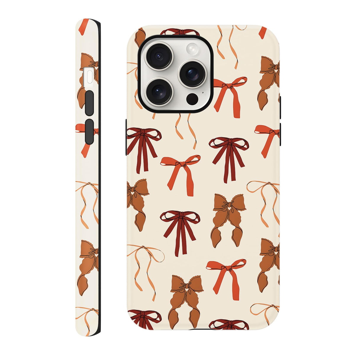 Cute Christmas Bow Phone Case for iPhone 12/12 Pro Case 6.1", Red Green Aesthetic Coquette Preppy Ribbon Bowknot Pattern Design Cover Shockproof Soft TPU Hard PC Protection Girls Women Funda